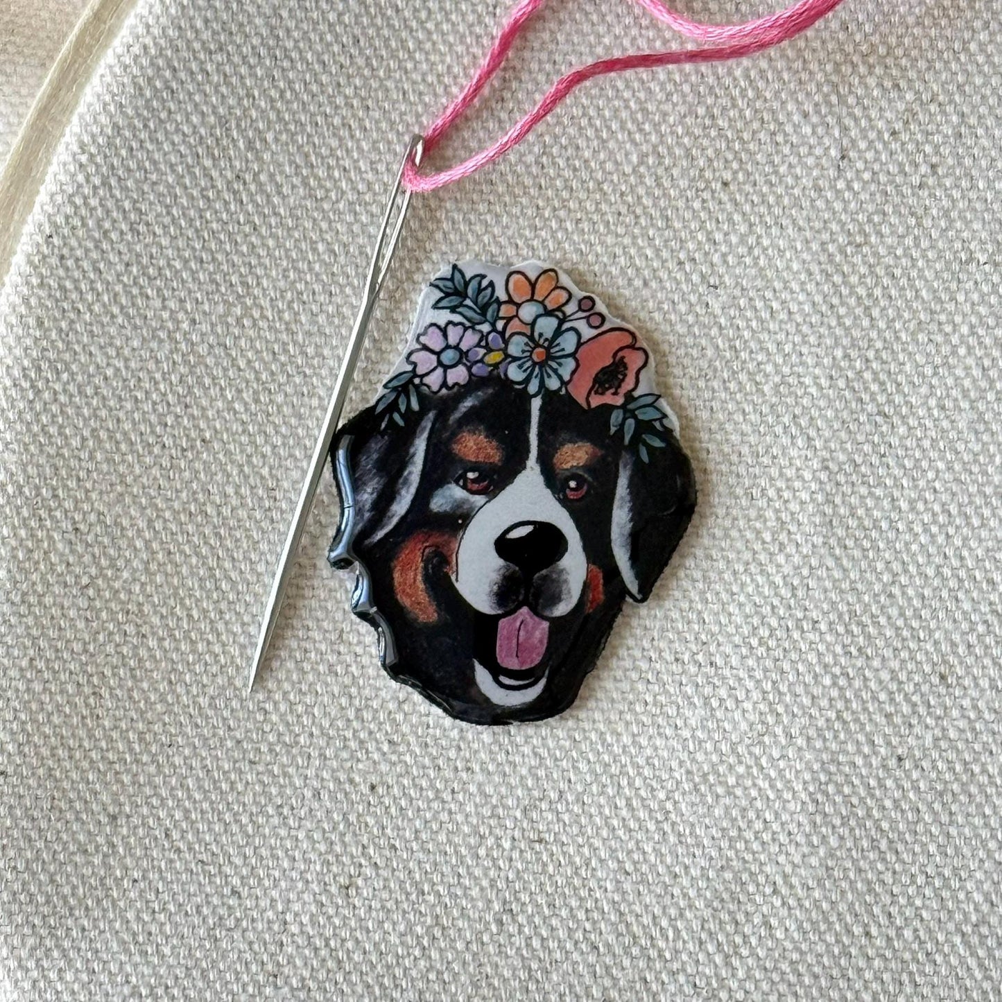 Bernese Mountain Needle Minder: Dog Lover Sewing Tool & Craft Clip