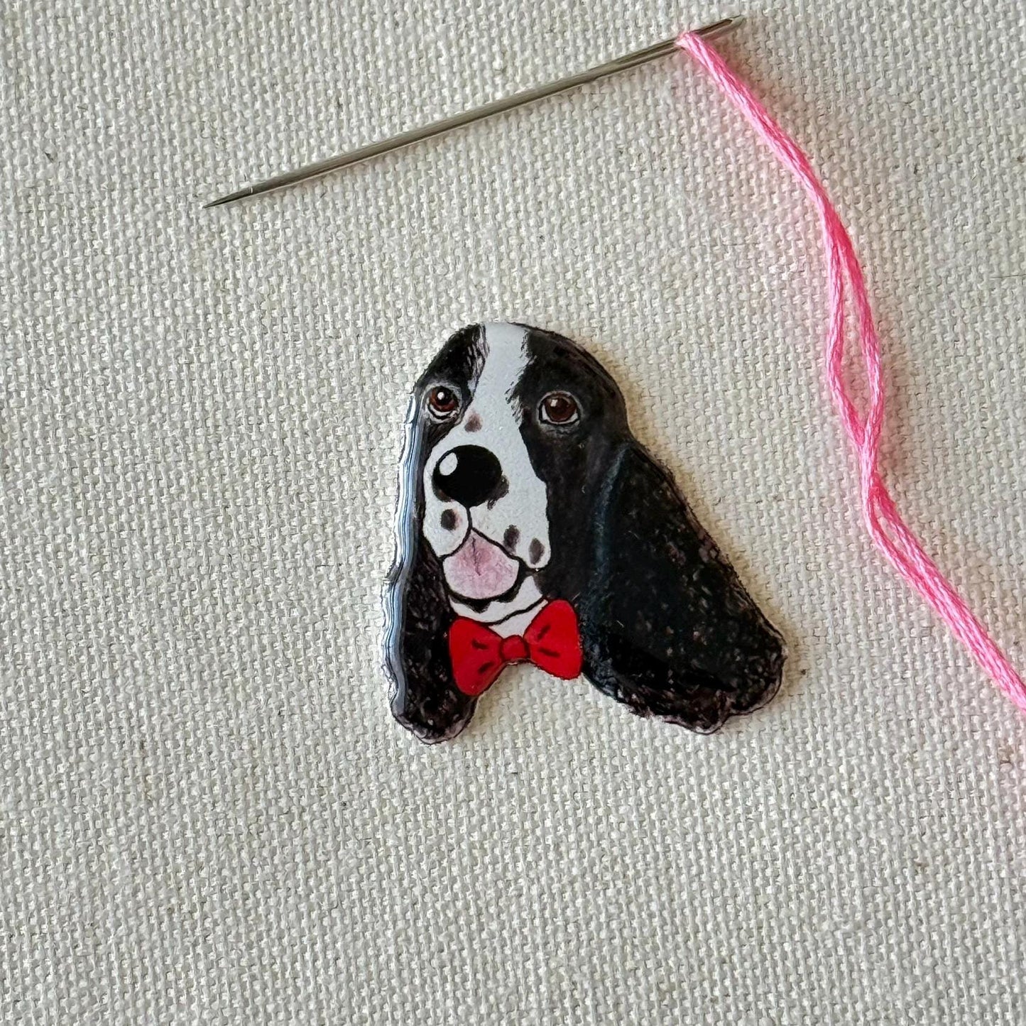 Springer Spaniel Needle Minder: Handmade Embroidery Tool, Dog Lover Gift