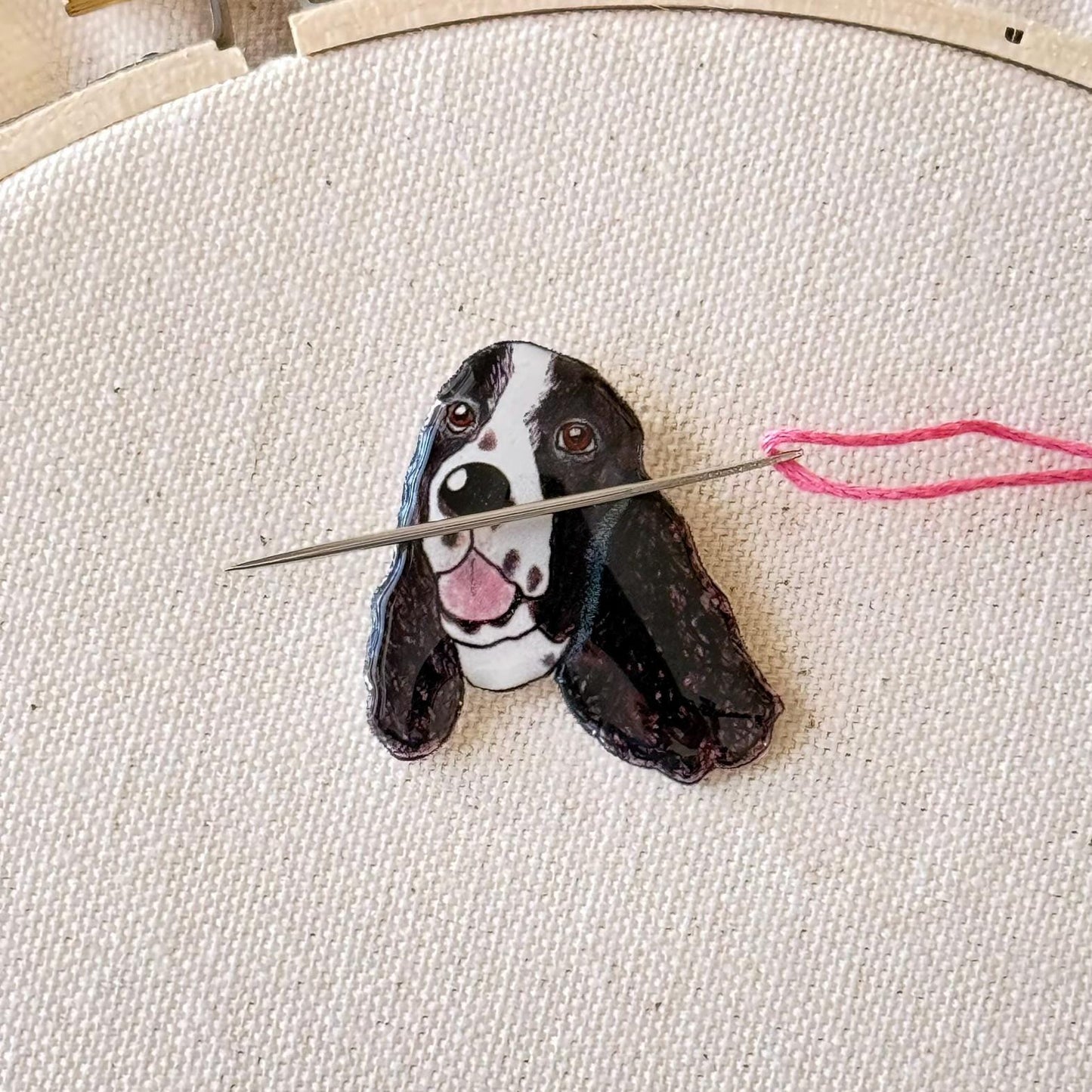 Springer Spaniel Needle Minder: Handmade Embroidery Tool, Dog Lover Gift