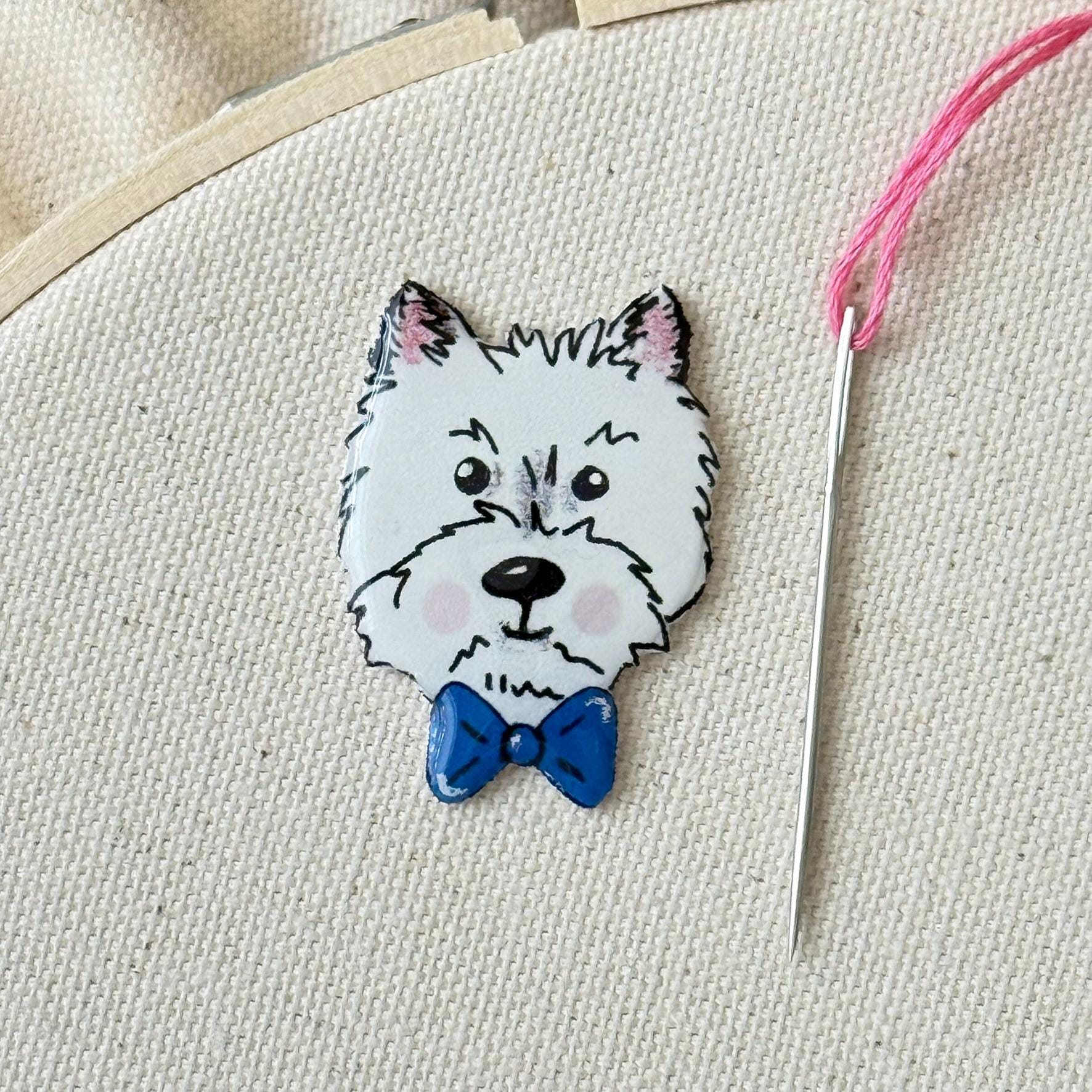 Westie Needle Minder: Handmade Embroidery Tool, Dog Lover Gift