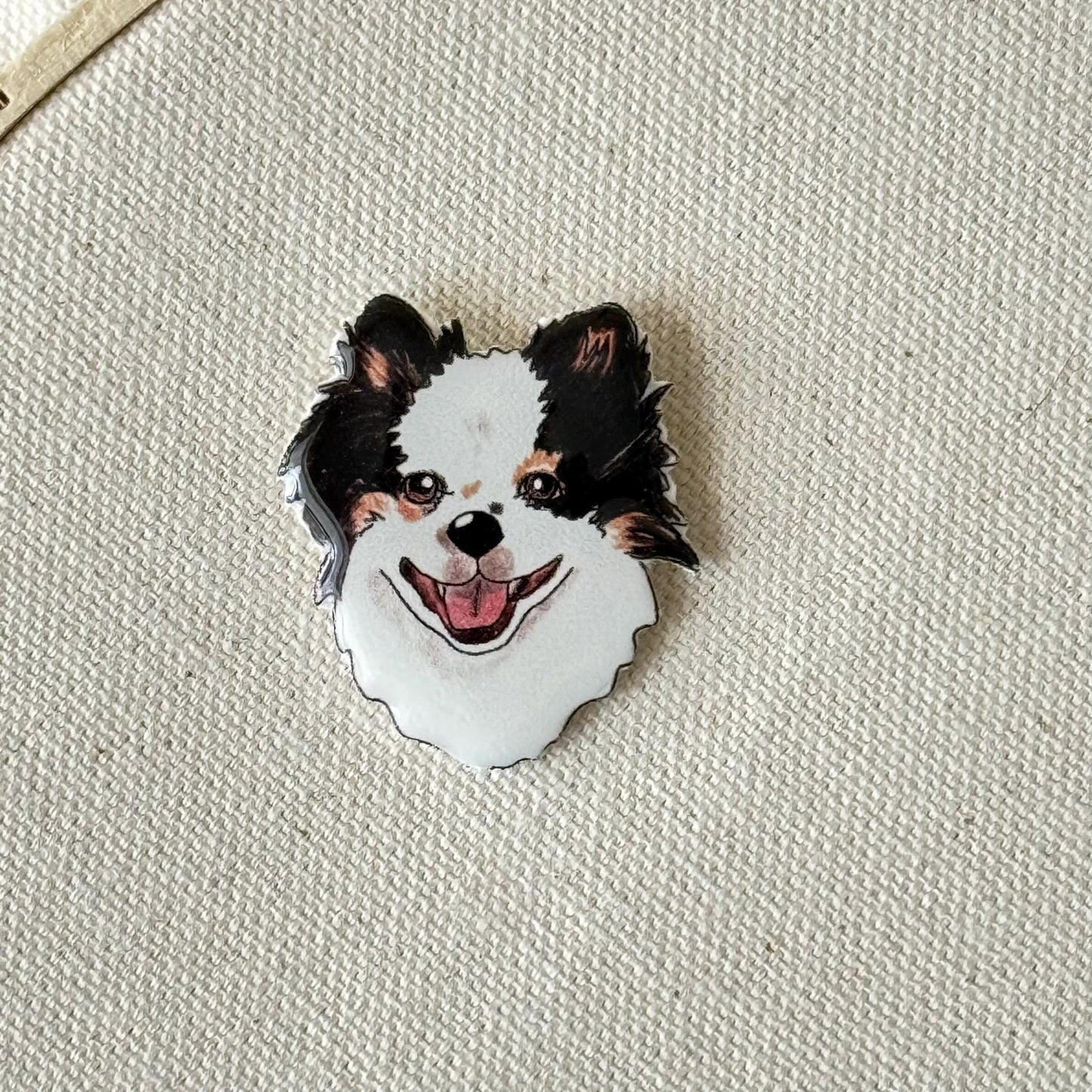 Tricolor Pomeranian Needle Minder: Handmade Dog Lover Sewing Tool