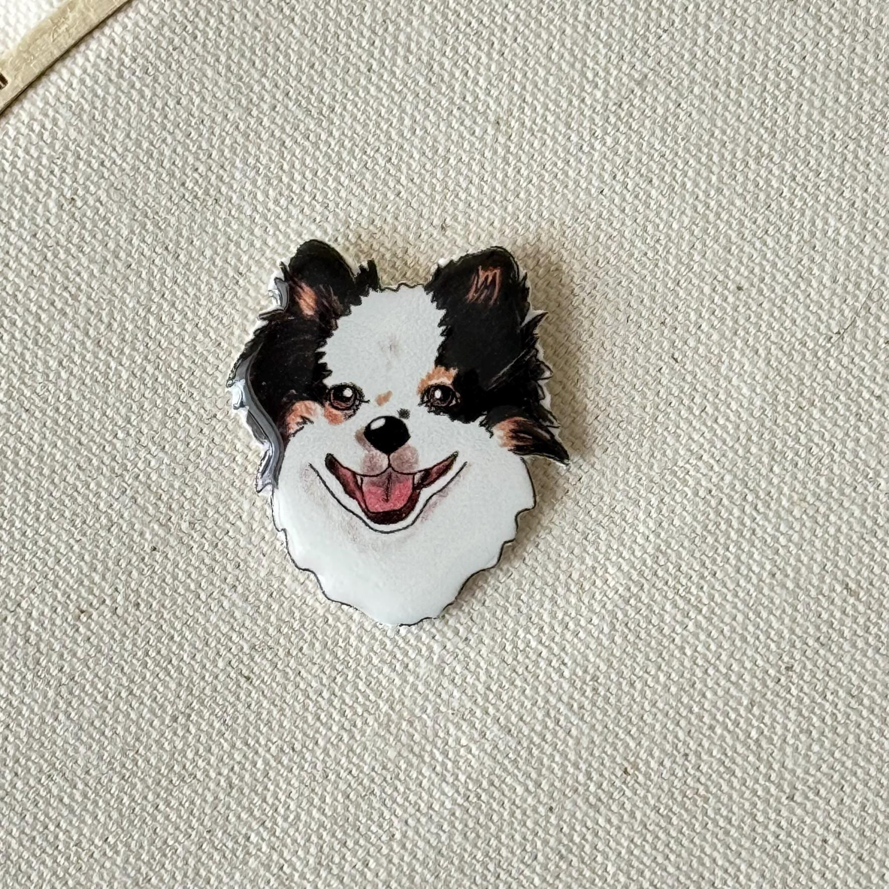 Tricolor Pomeranian Needle Minder: Handmade Dog Lover Sewing Tool