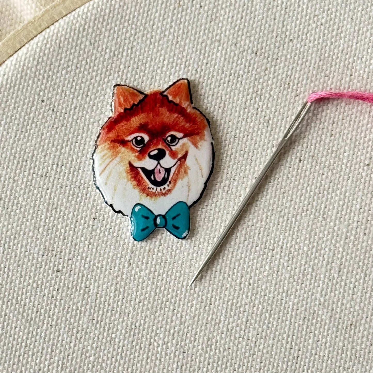 Pomeranian Needle Minder: Embroidery Tool, Sewing Clip, Dog Lover Gift