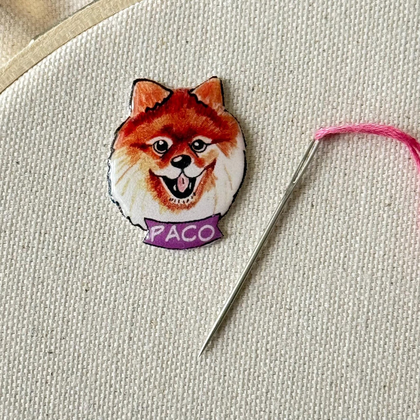 Pomeranian Needle Minder: Embroidery Tool, Sewing Clip, Dog Lover Gift