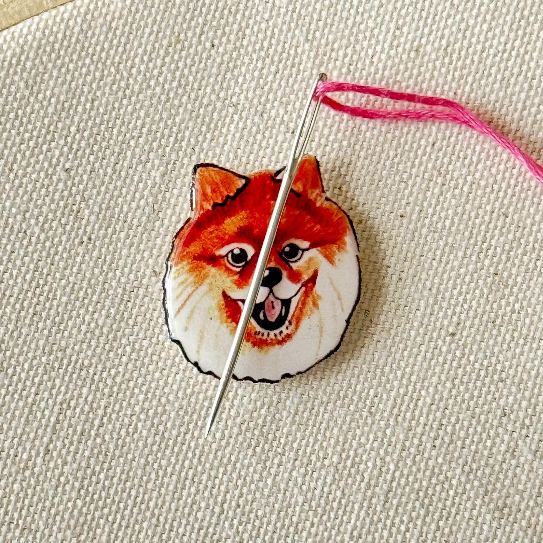 Pomeranian Needle Minder: Embroidery Tool, Sewing Clip, Dog Lover Gift