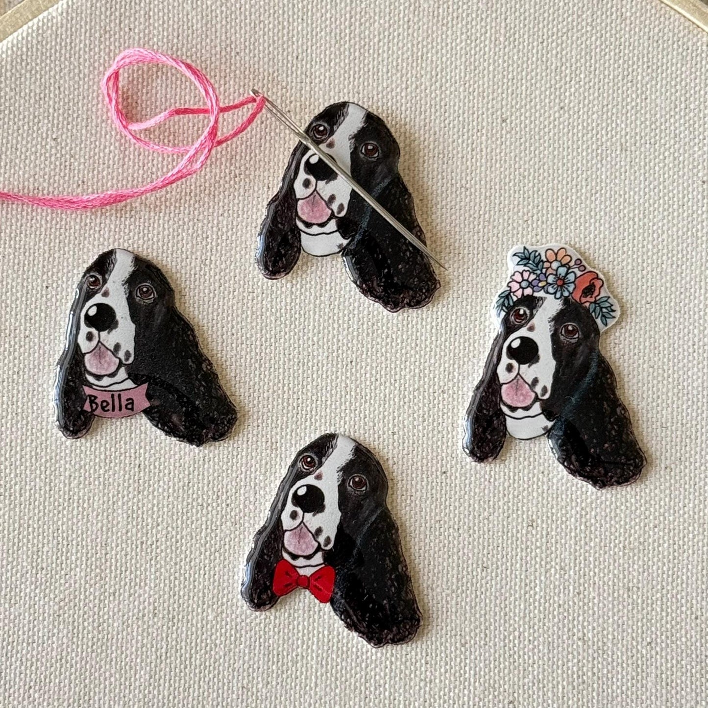 Springer Spaniel Needle Minder: Handmade Embroidery Tool, Dog Lover Gift