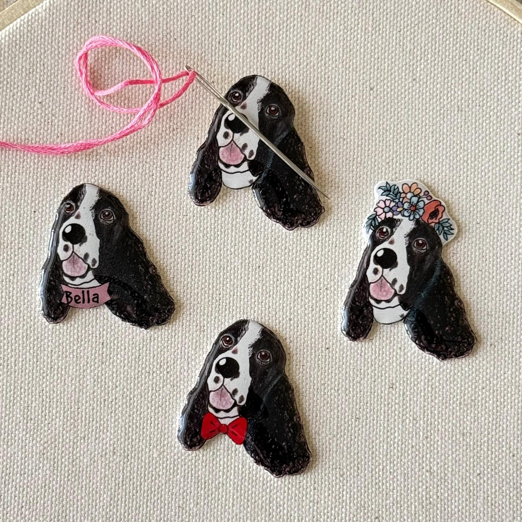 Springer Spaniel Needle Minder: Handmade Embroidery Tool, Dog Lover Gift