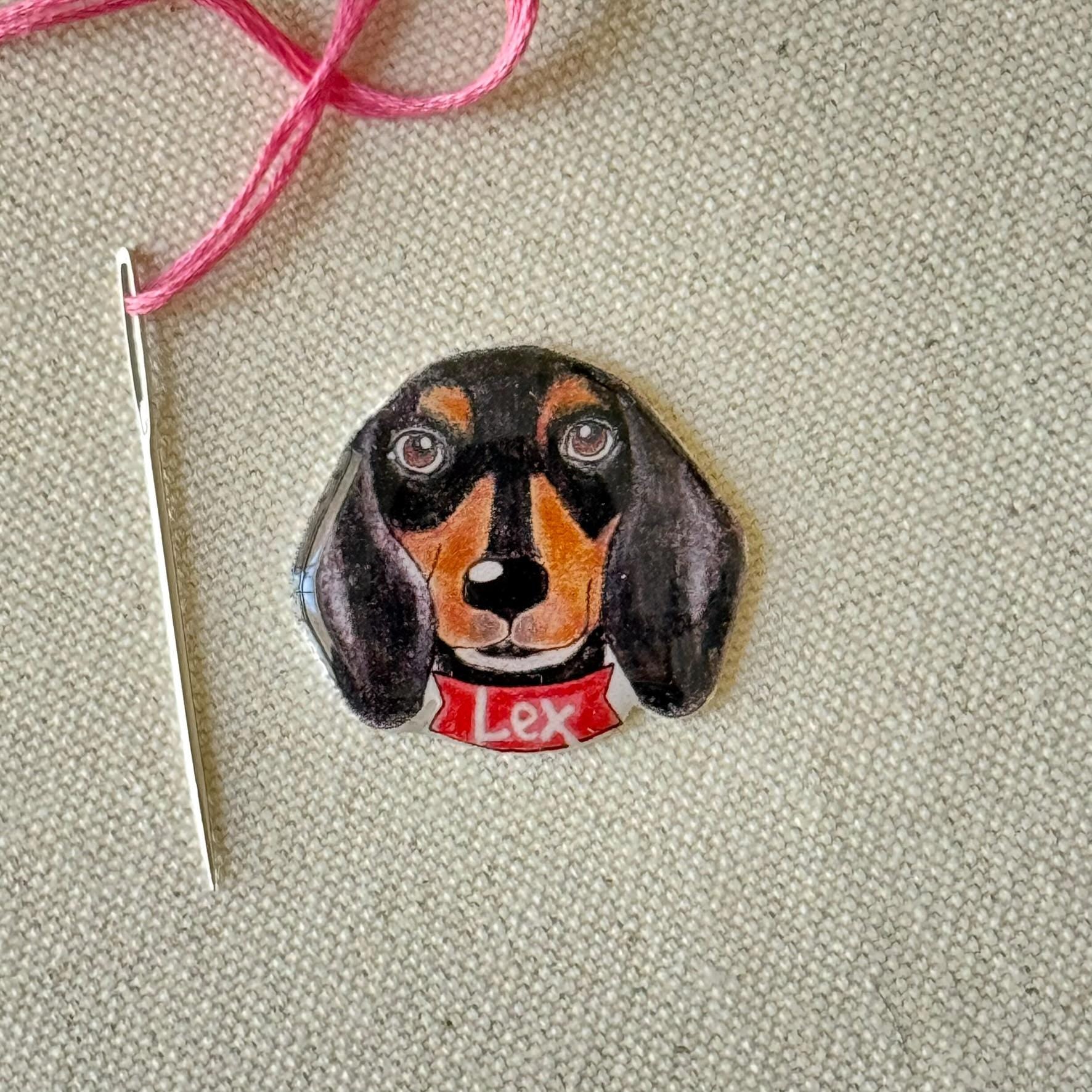 Dachshund Needle Minder: Handmade Embroidery Tool, Sewing Clip, Dog Lover Gift