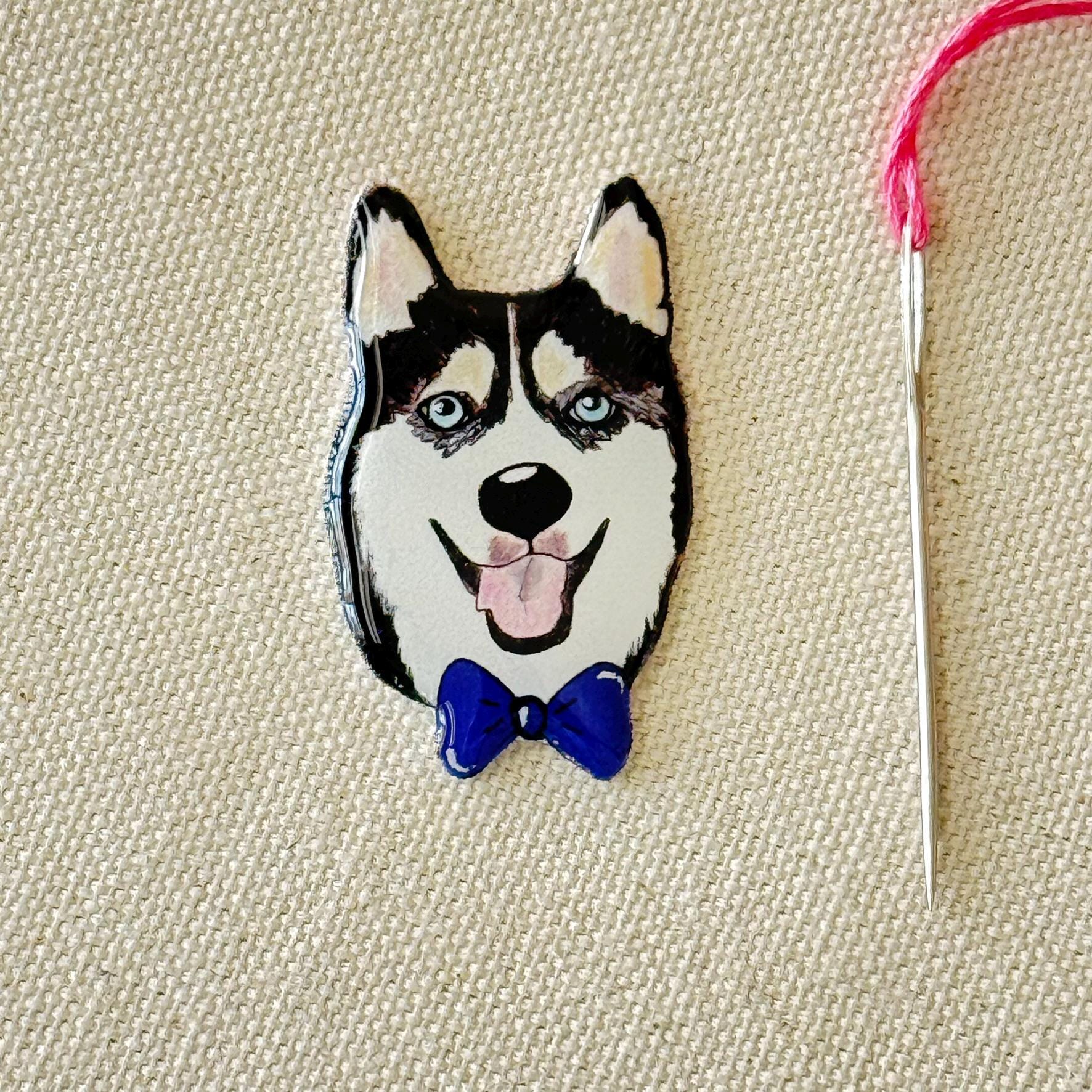 Siberian Husky Needle Minder: Embroidery Tool, Dog Lover Gift
