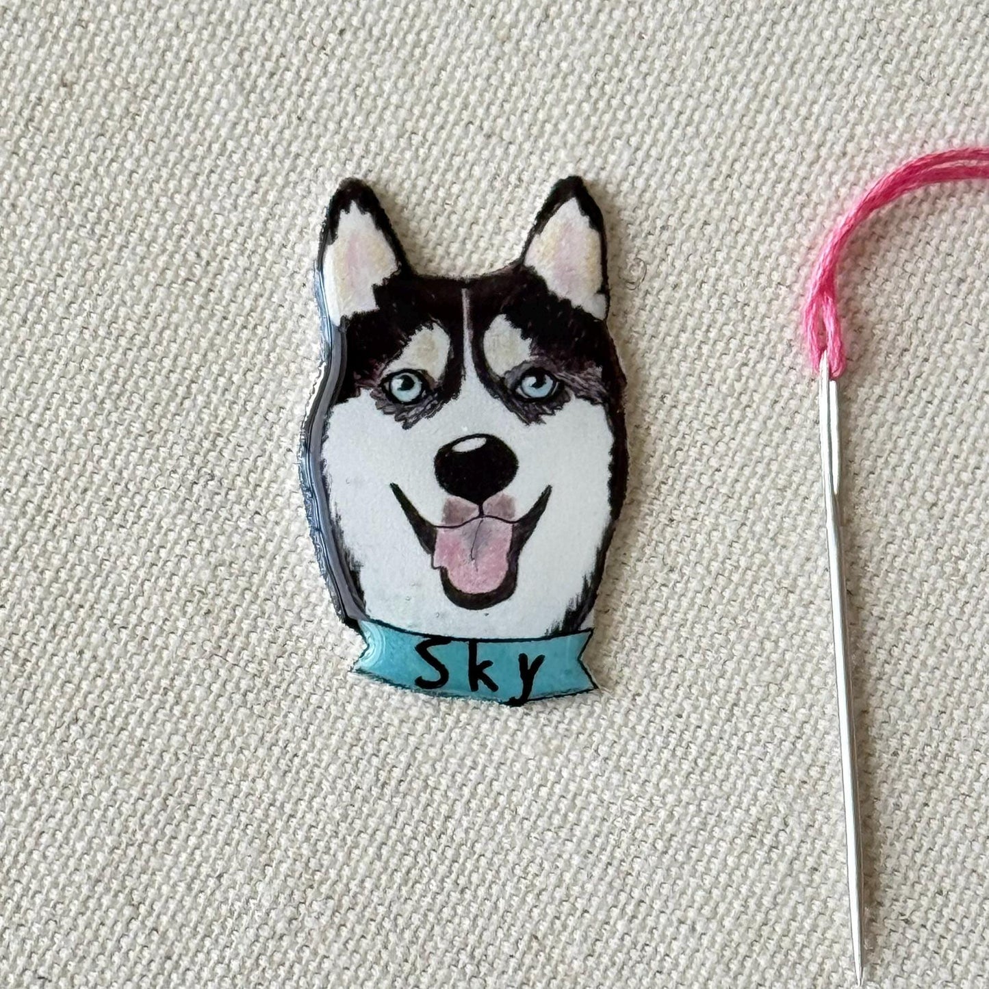 Siberian Husky Needle Minder: Embroidery Tool, Dog Lover Gift