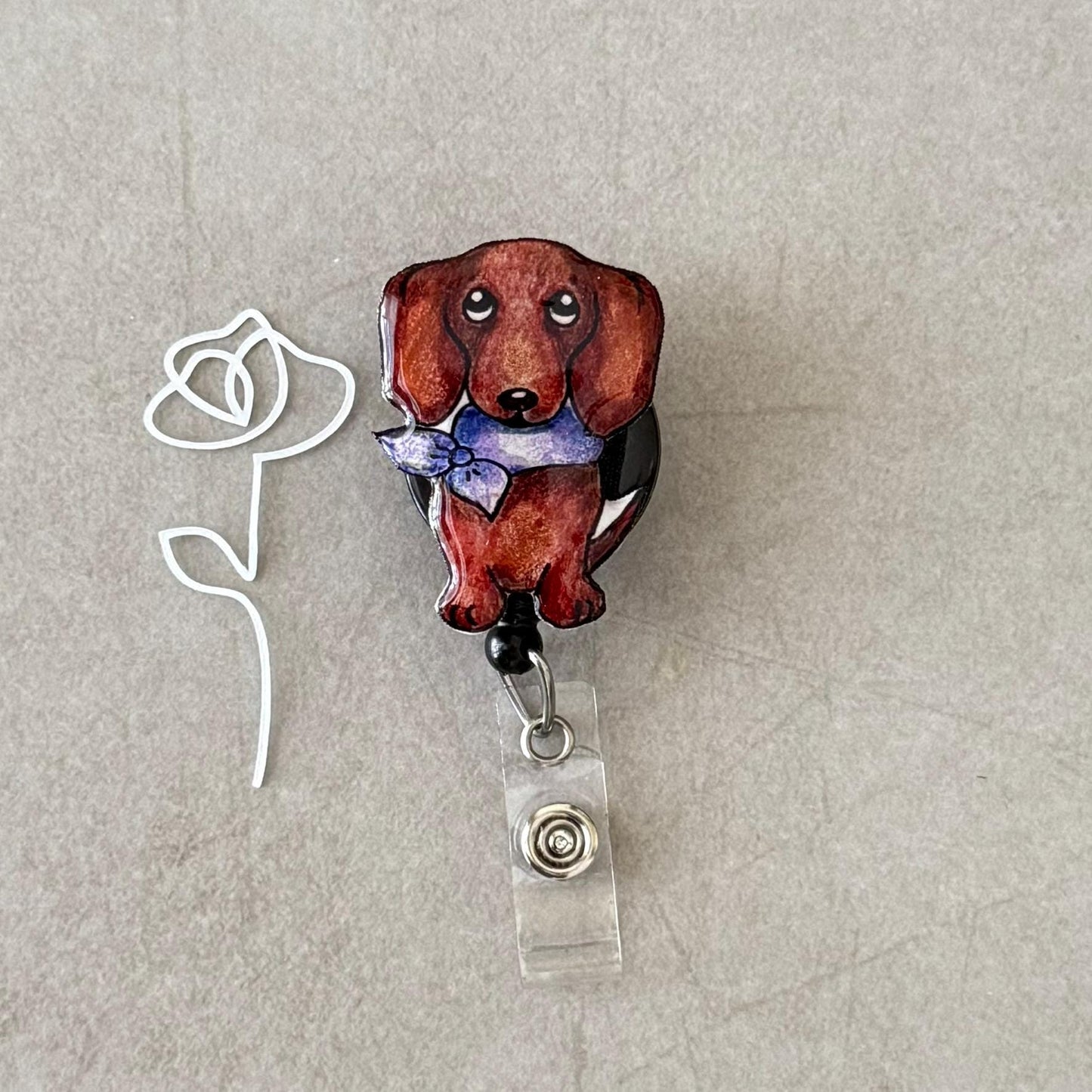 Dachshund Badge Reel: Hand-Drawn Dog Lover Gift