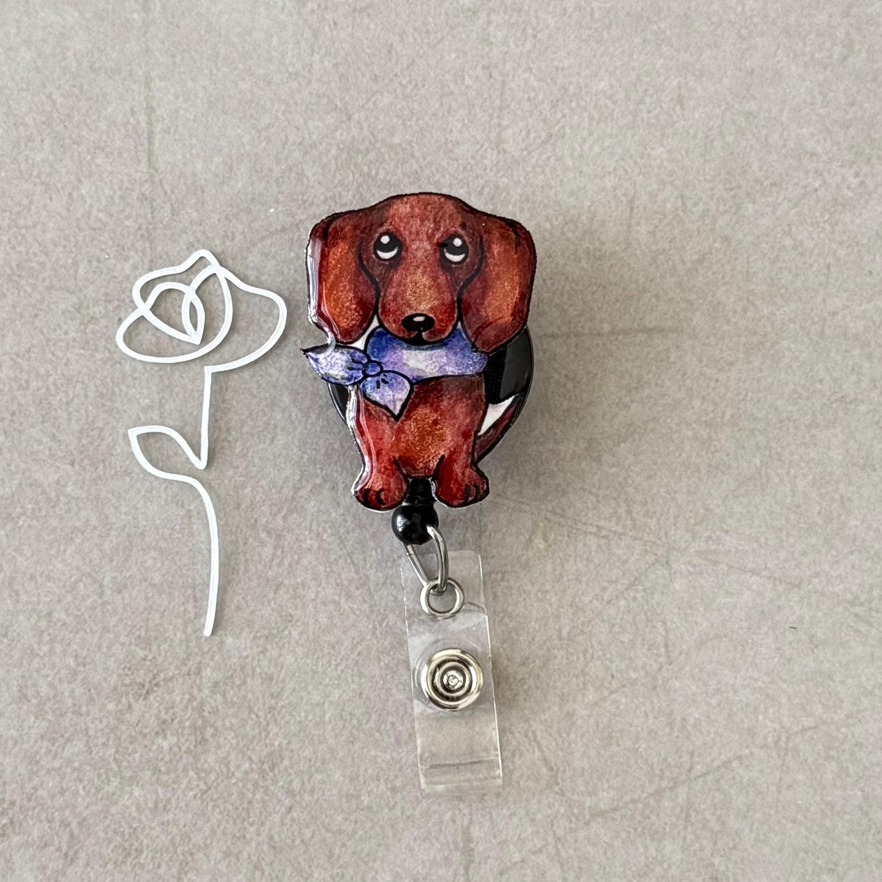 Dachshund Badge Reel: Hand-Drawn Dog Lover Gift