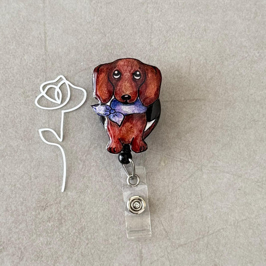 Dachshund Badge Reel: Hand-Drawn Dog Lover Gift