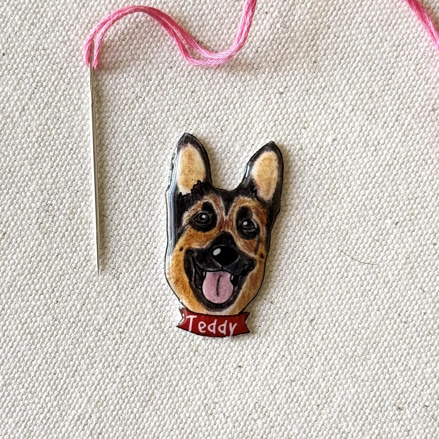 German Shepherd Needle Minder: Embroidery Tool, Sewing Clip, Dog Lover Gift