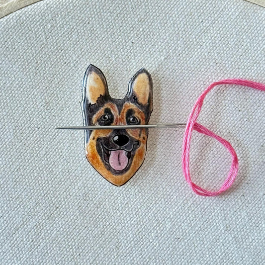 German Shepherd Needle Minder: Embroidery Tool, Sewing Clip, Dog Lover Gift