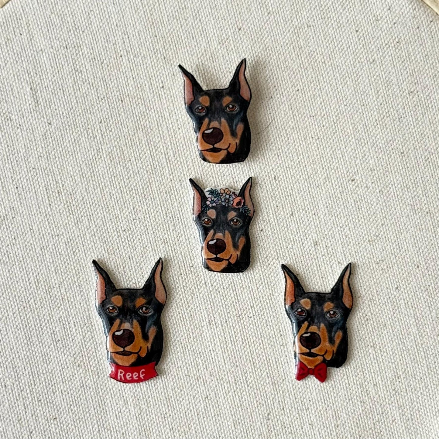 Doberman Needle Minder: Handmade Embroidery Tool, Dog Lover Gift