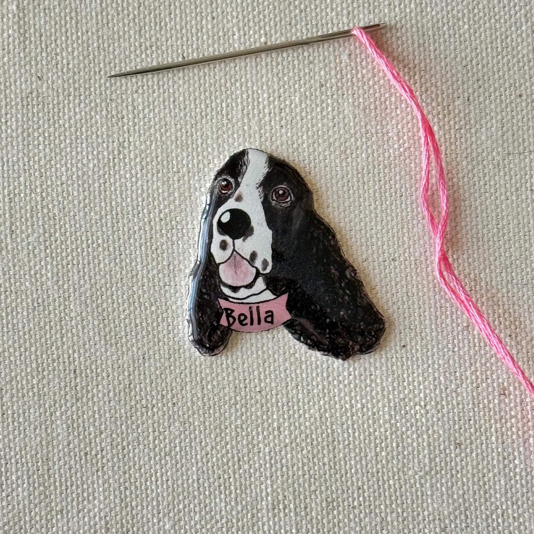 Springer Spaniel Needle Minder: Handmade Embroidery Tool, Dog Lover Gift