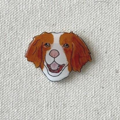 Brittany Spaniel Needle Minder: Handmade Embroidery Tool, Dog Lover Gift