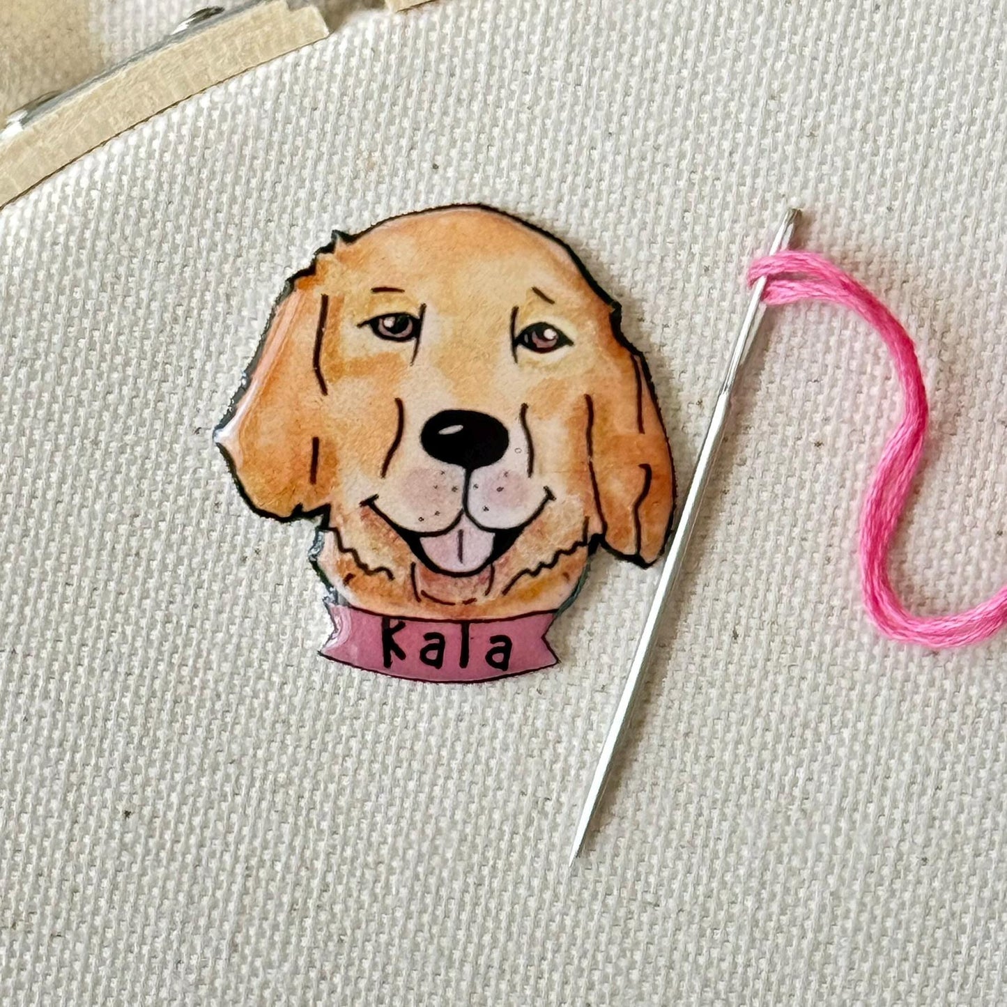 Golden Retriever Needle Minder: Embroidery Tool, Sewing Clip, Dog Lover Gift