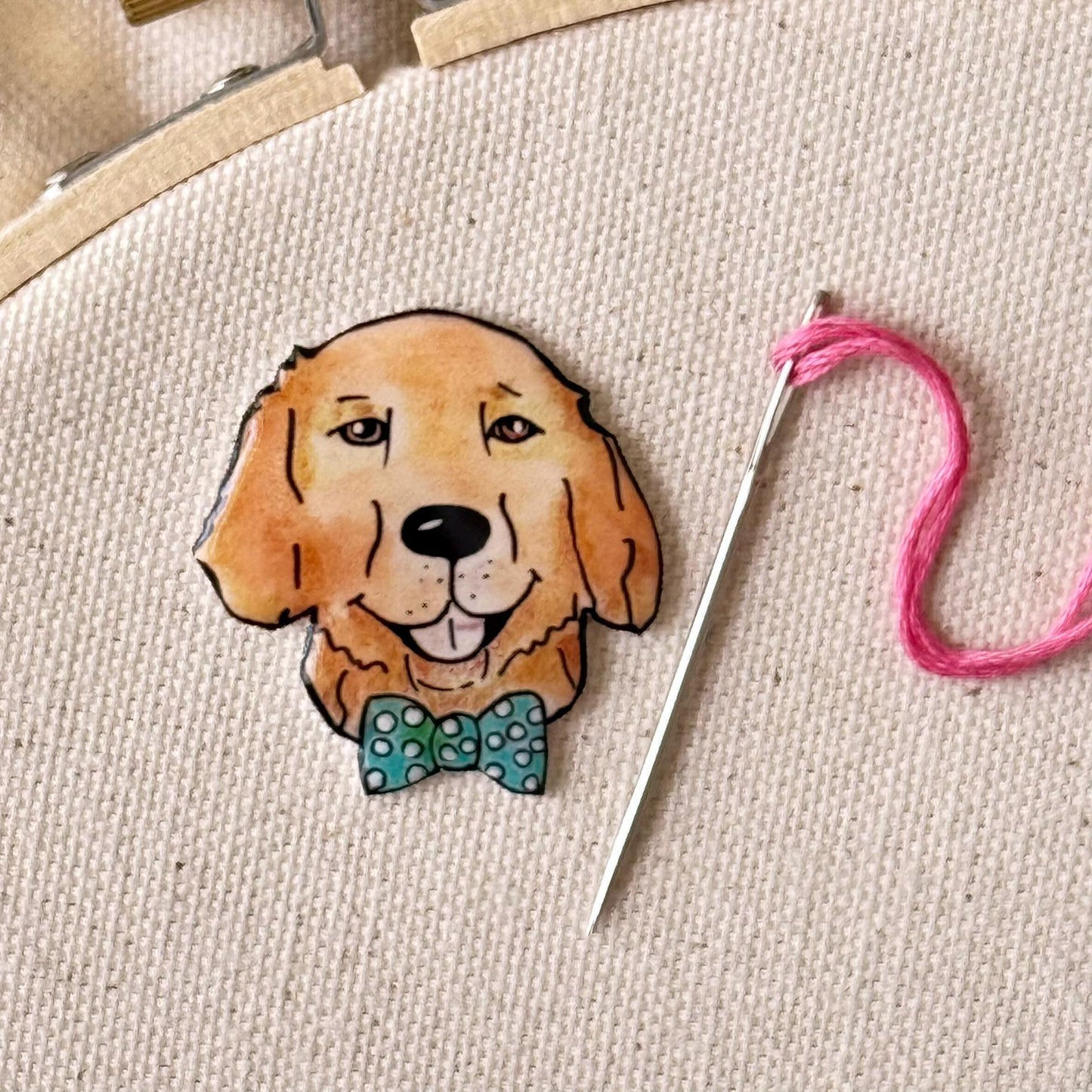 Golden Retriever Needle Minder: Embroidery Tool, Sewing Clip, Dog Lover Gift