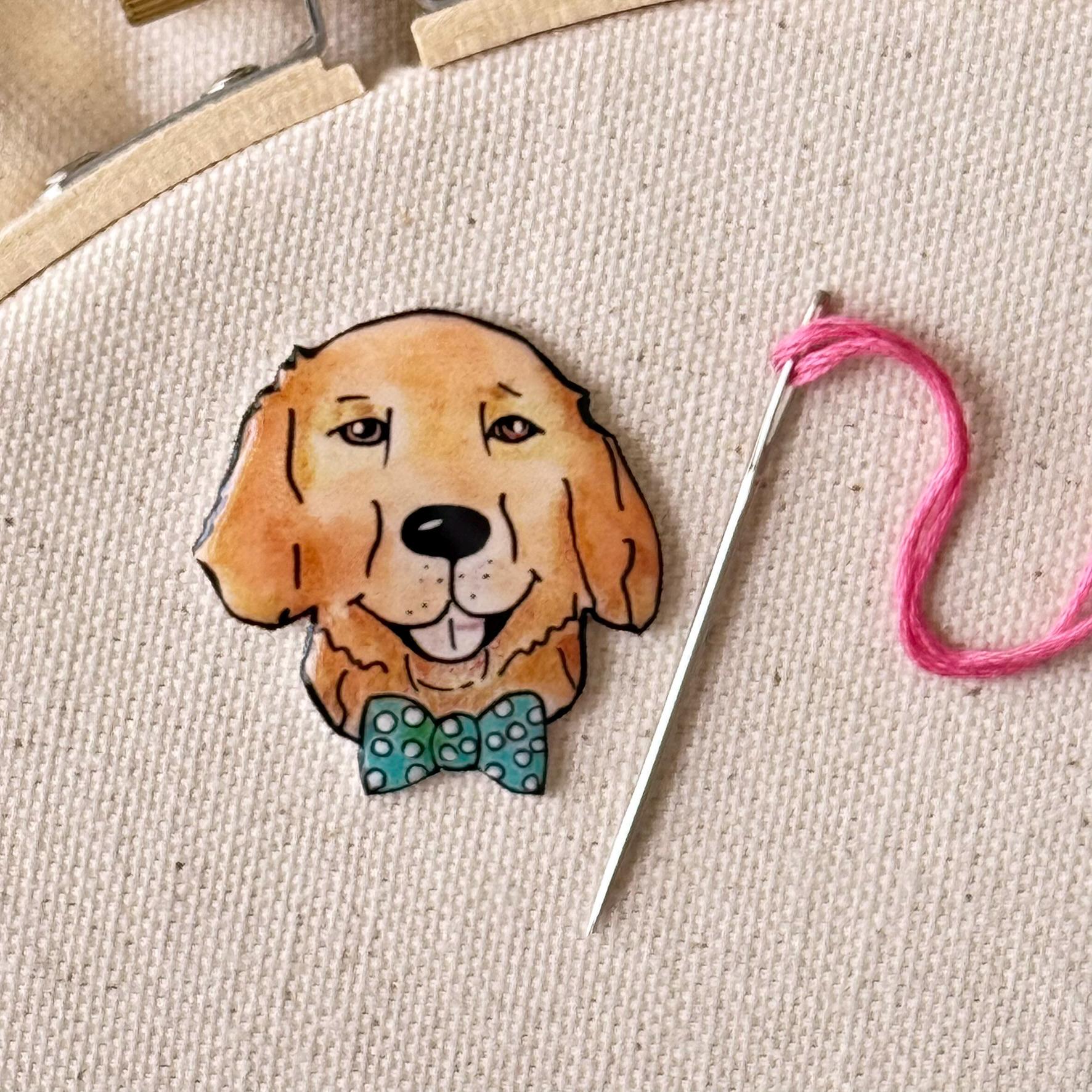 Golden Retriever Needle Minder: Embroidery Tool, Sewing Clip, Dog Lover Gift