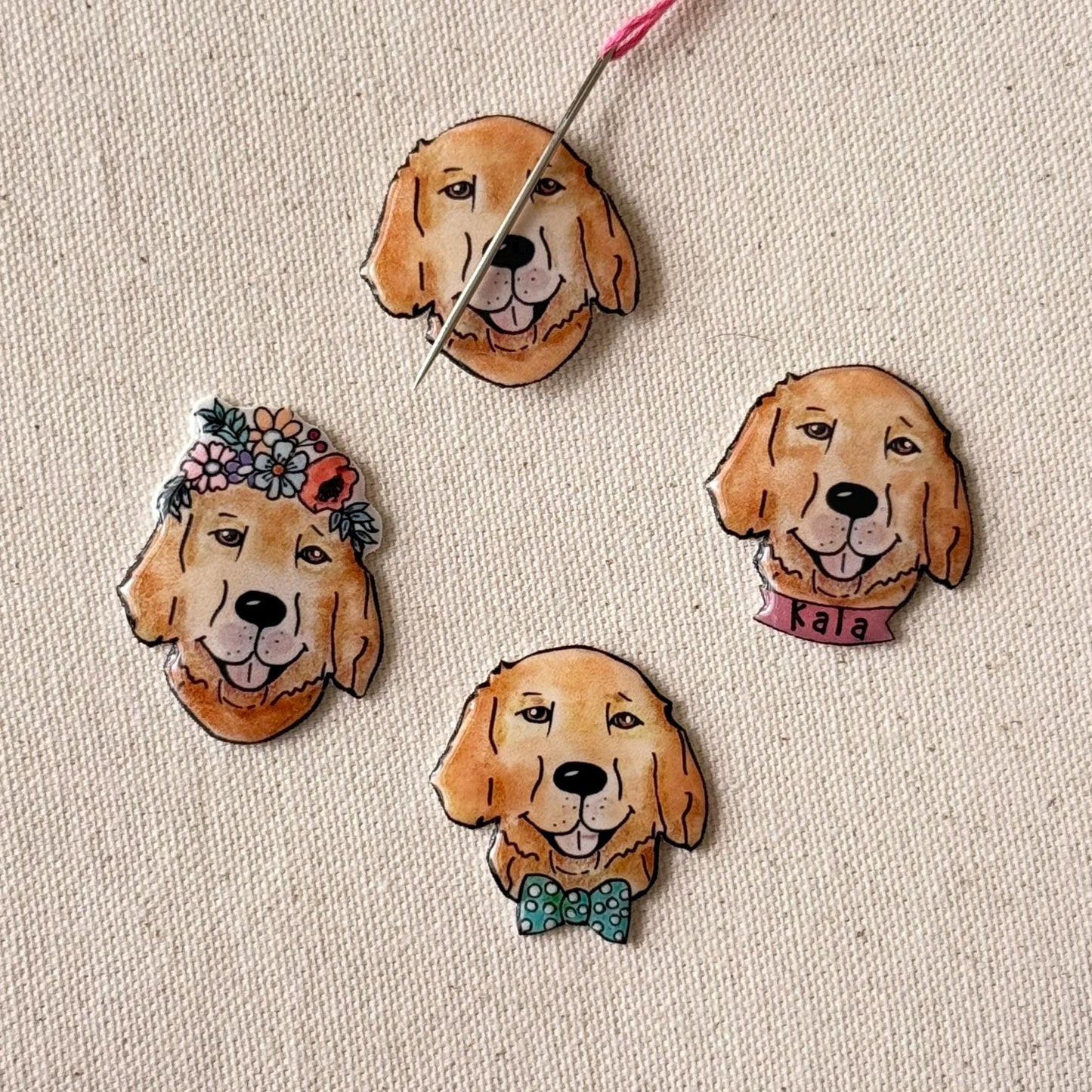 Golden Retriever Needle Minder: Embroidery Tool, Sewing Clip, Dog Lover Gift