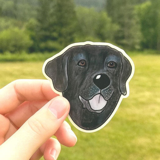 Black Lab Dog Sticker: Hand-Drawn Vinyl Decal with Bow Tie