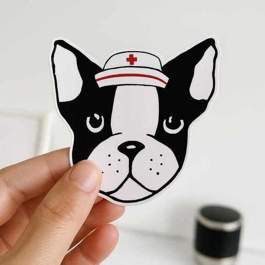Boston Terrier Sticker: Hand-Drawn Vinyl Decal - Dog Lover Gift