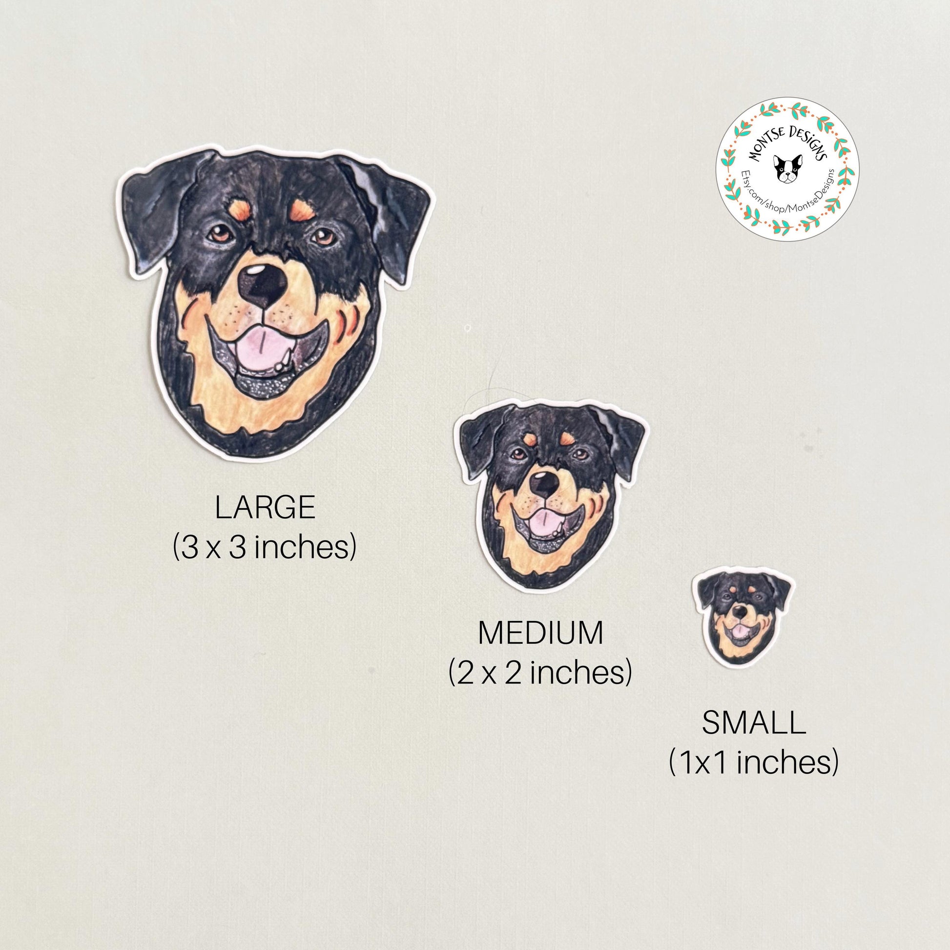 Rottweiler Dog Sticker: Hand-Drawn Vinyl Decal with Nurse Cap