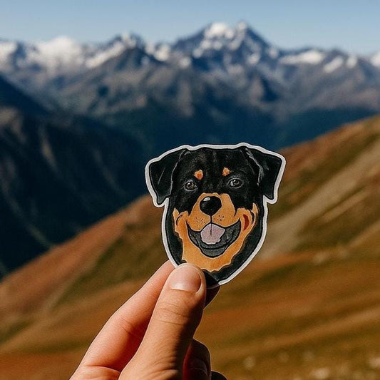 Rottweiler Dog Sticker: Hand-Drawn Vinyl Decal with Nurse Cap