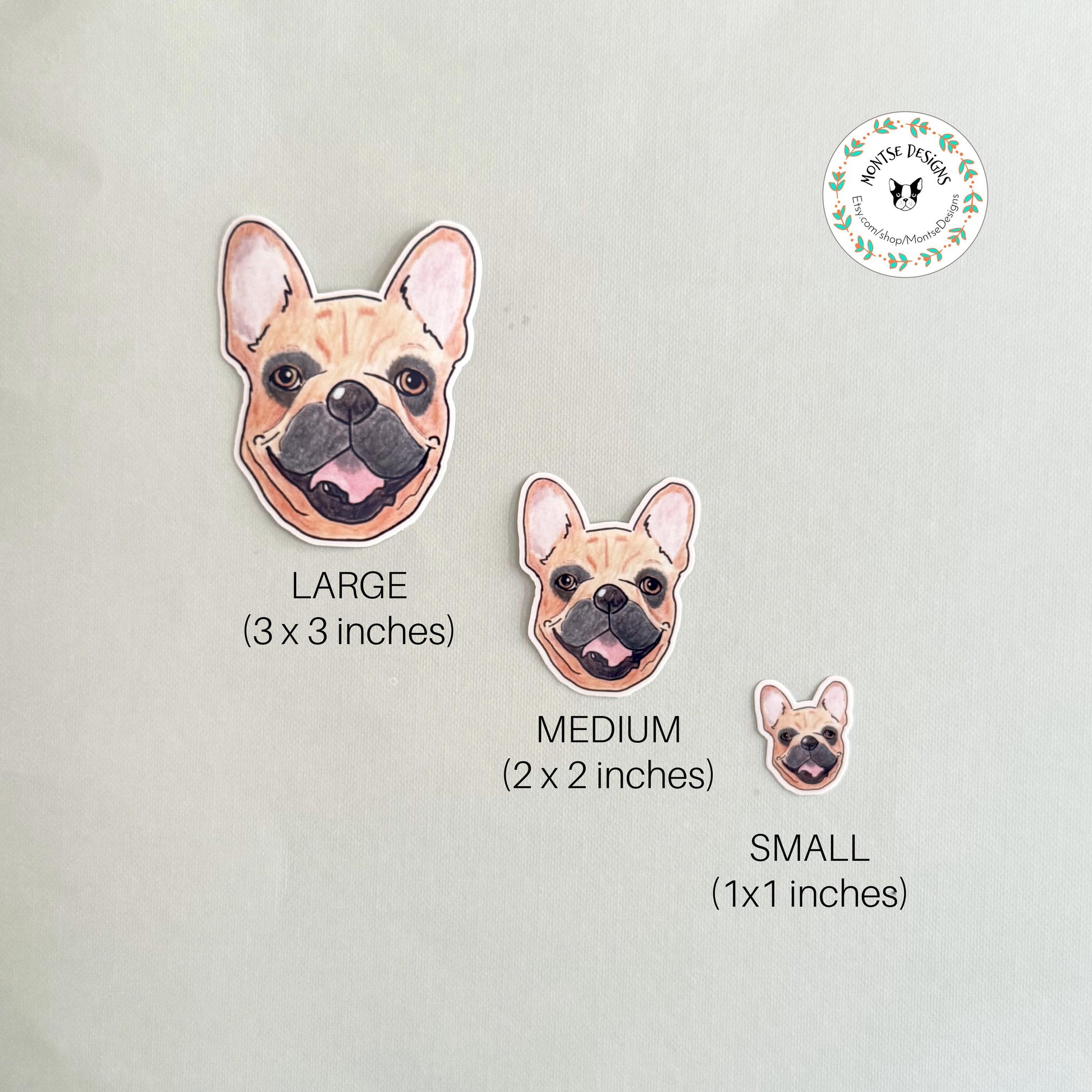 Brown Frenchie Dog Sticker: Vinyl Decal with Bow Tie or Nurse Cap
