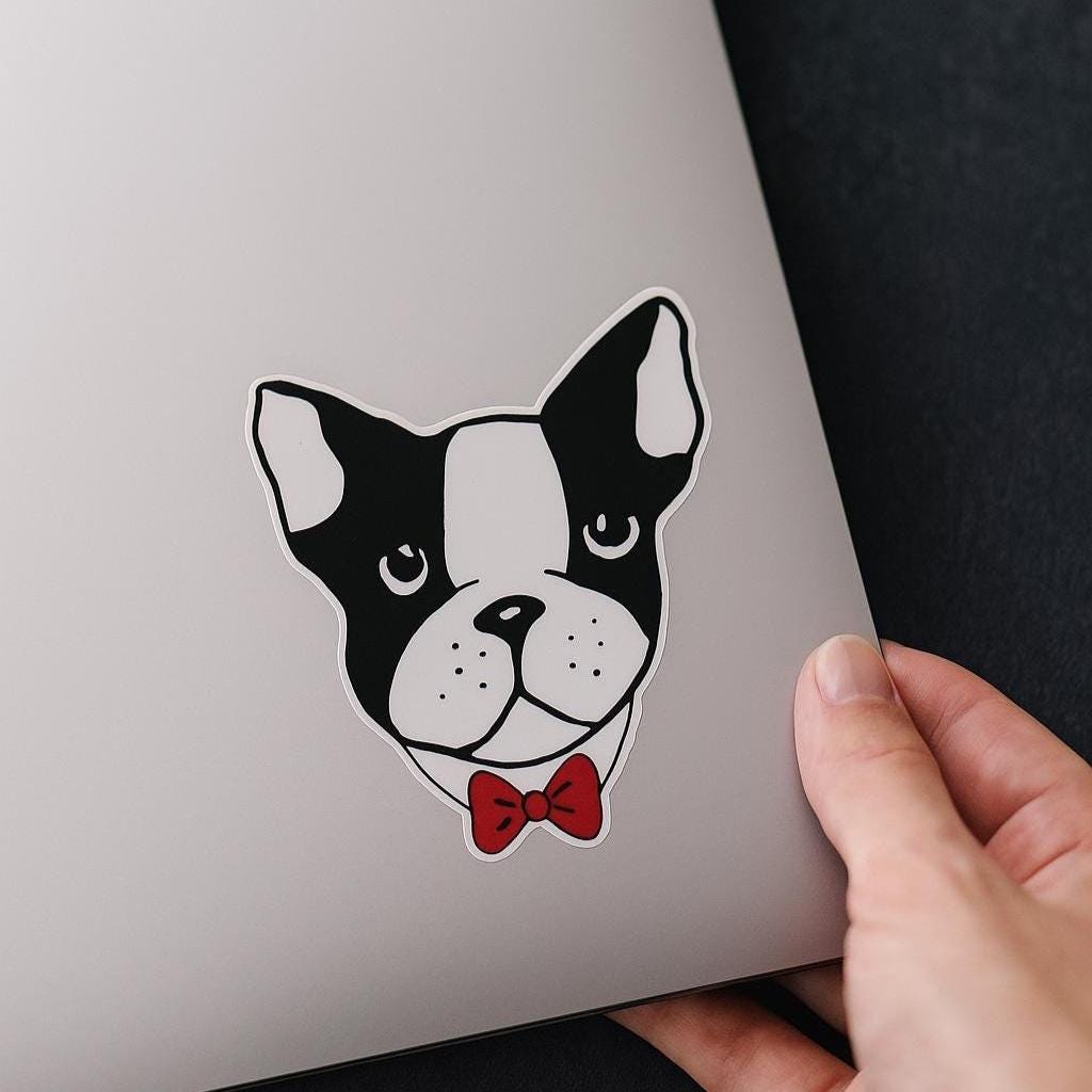 Boston Terrier Sticker: Hand-Drawn Vinyl Decal - Dog Lover Gift