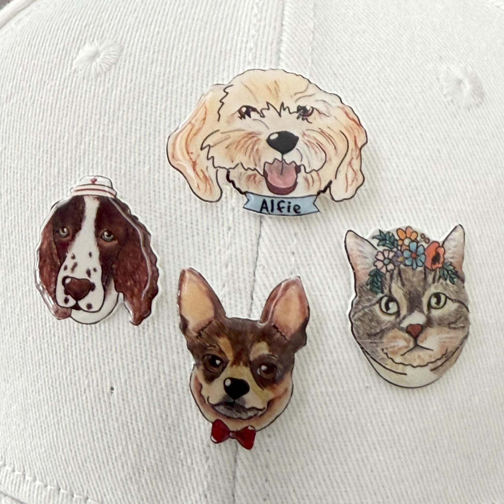 Custom Pet Portrait Pin: Personalized Dog Cat Memorial Gift
