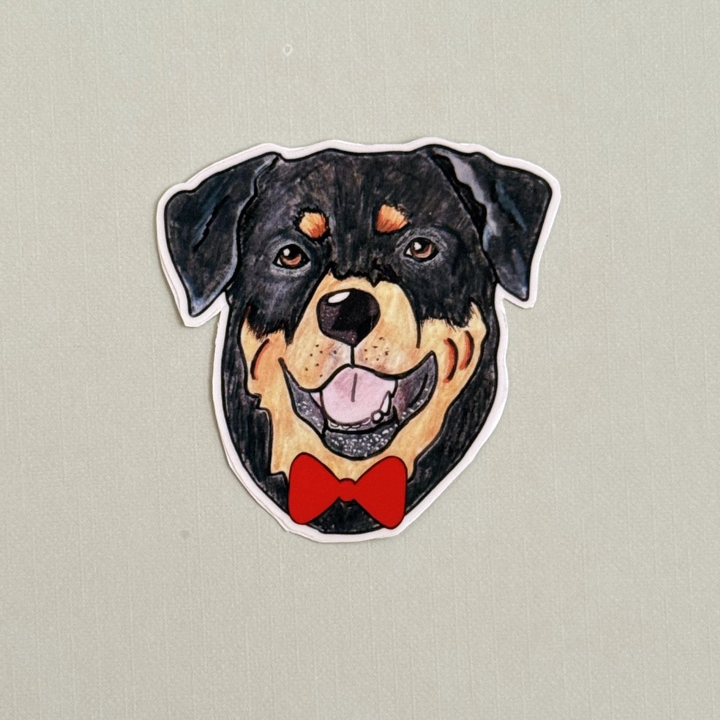 Rottweiler Dog Sticker: Hand-Drawn Vinyl Decal with Nurse Cap