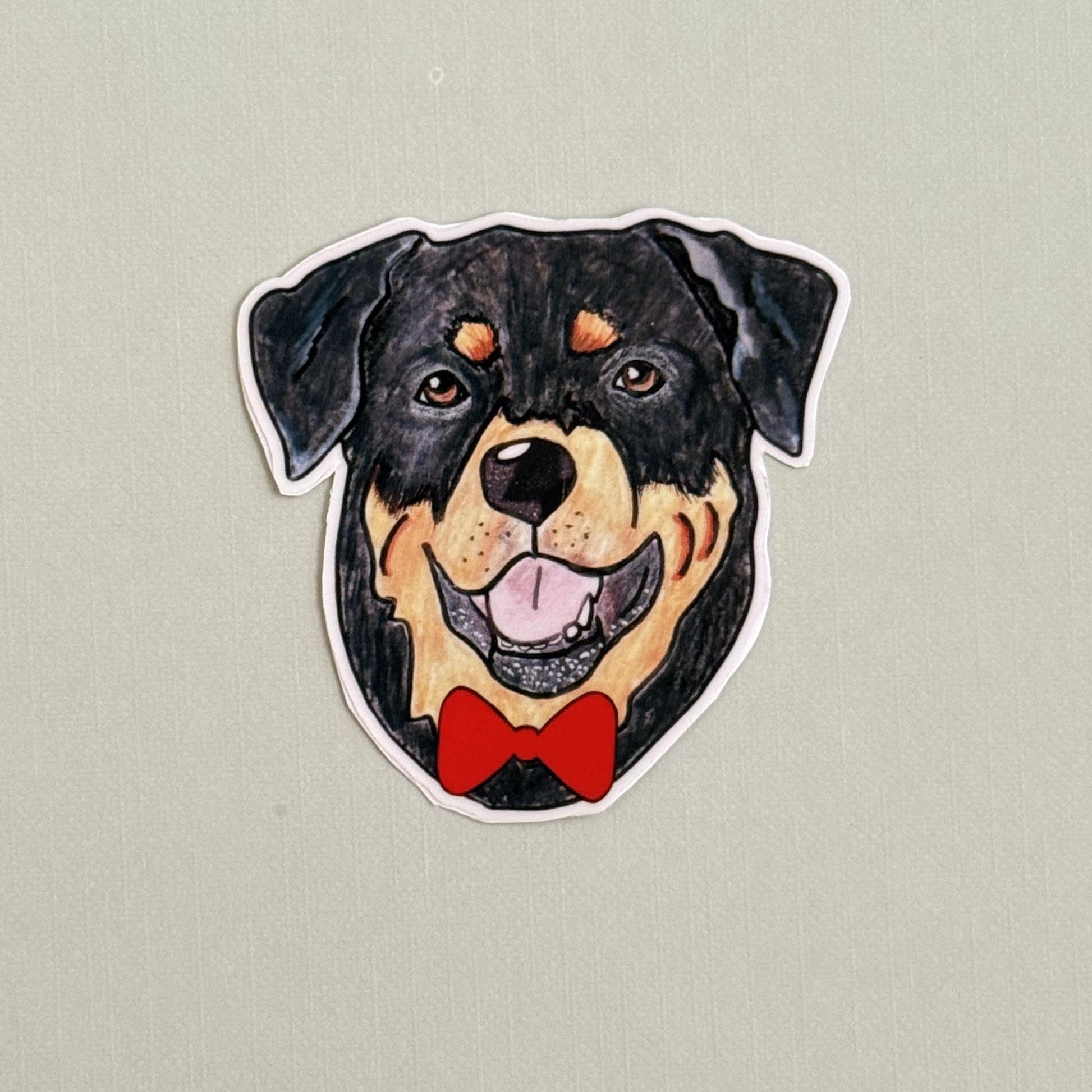 Rottweiler Dog Sticker: Hand-Drawn Vinyl Decal with Nurse Cap