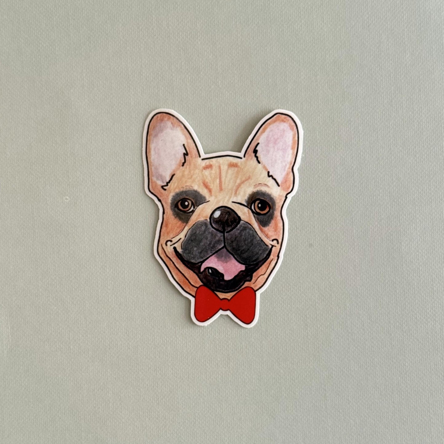Brown Frenchie Dog Sticker: Vinyl Decal with Bow Tie or Nurse Cap