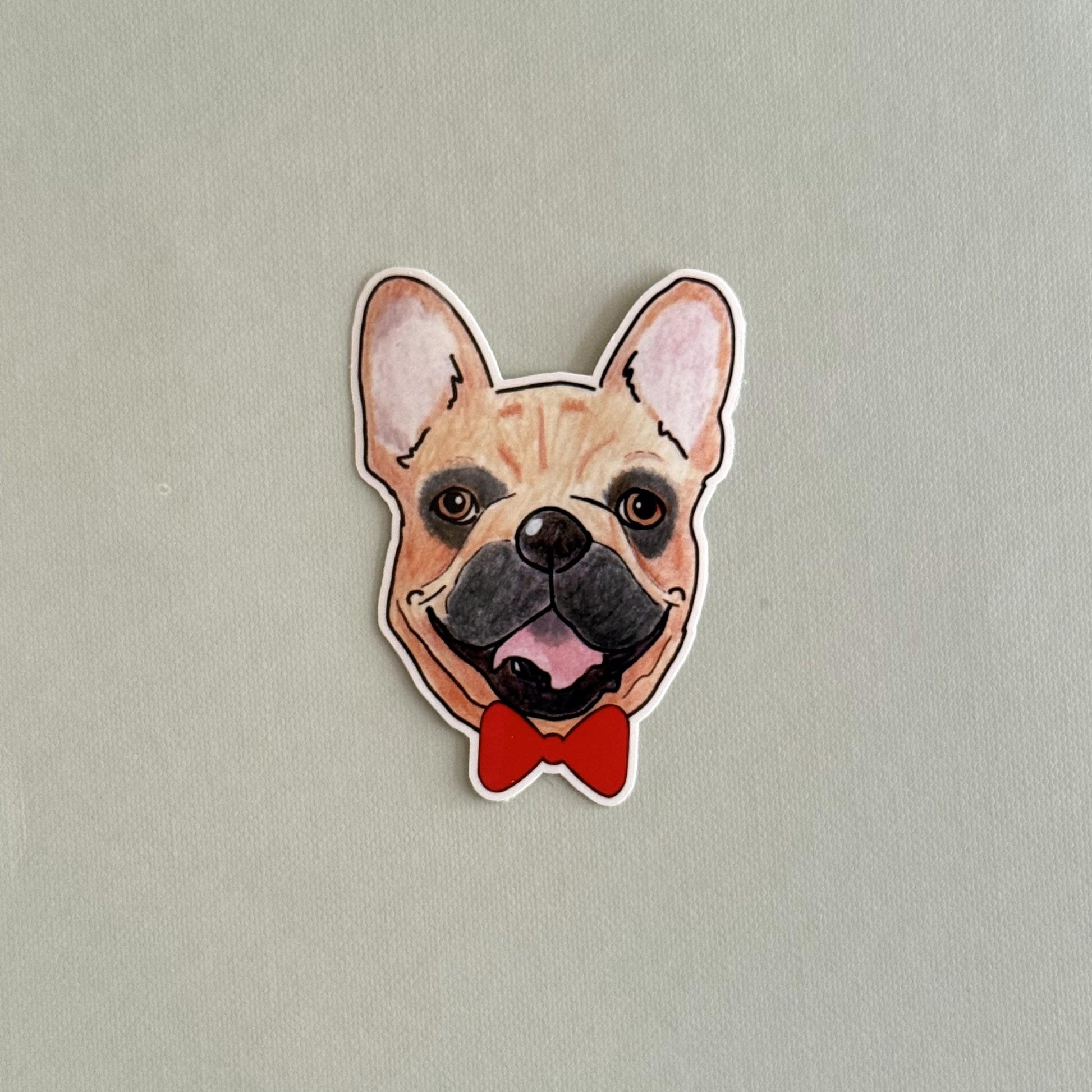 Brown Frenchie Dog Sticker: Vinyl Decal with Bow Tie or Nurse Cap