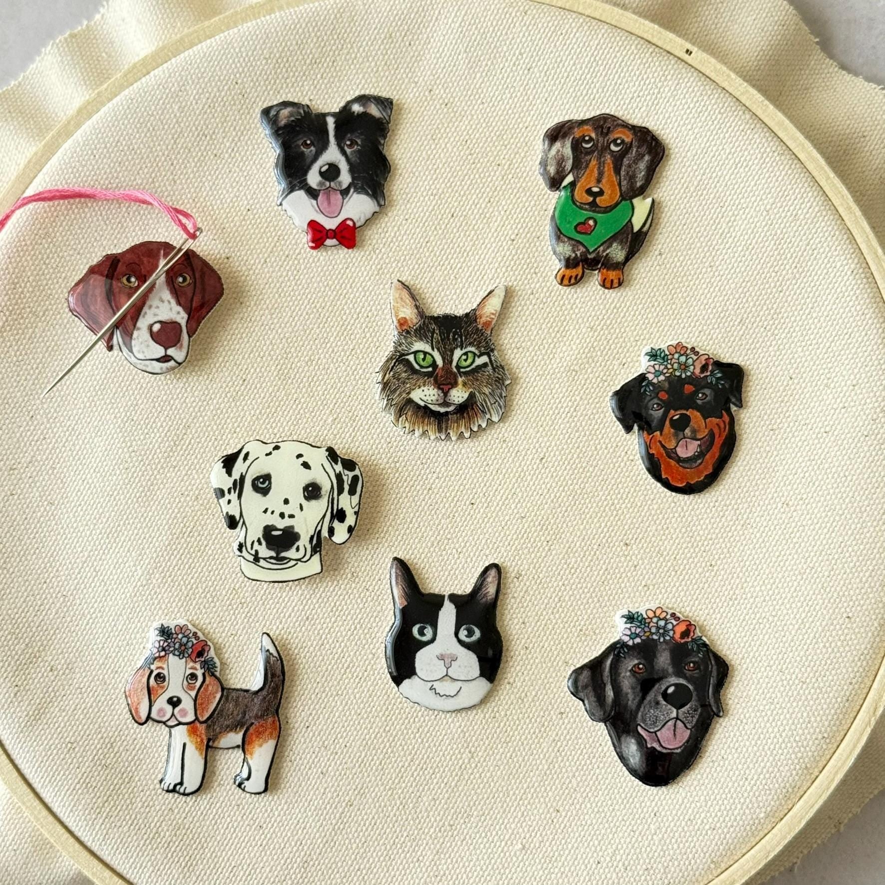 Personalized Dog Needle Minder Magnet: Custom Pet sewing Tool