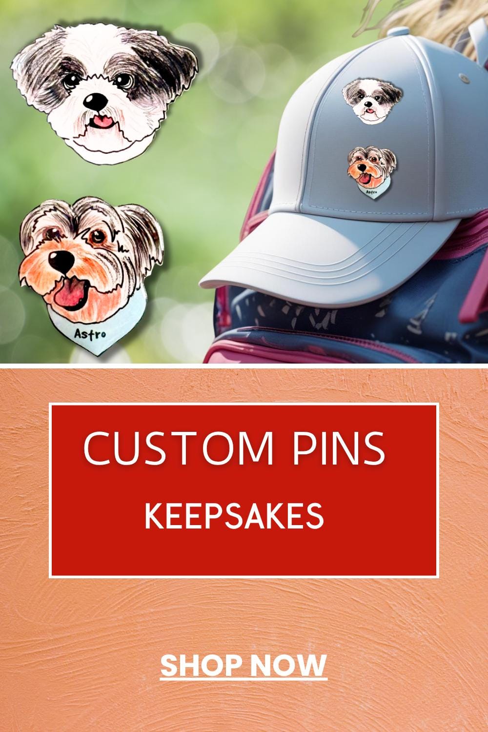 Custom Pet Portrait Pin: Hand made Dog & Cat Lapel Pin