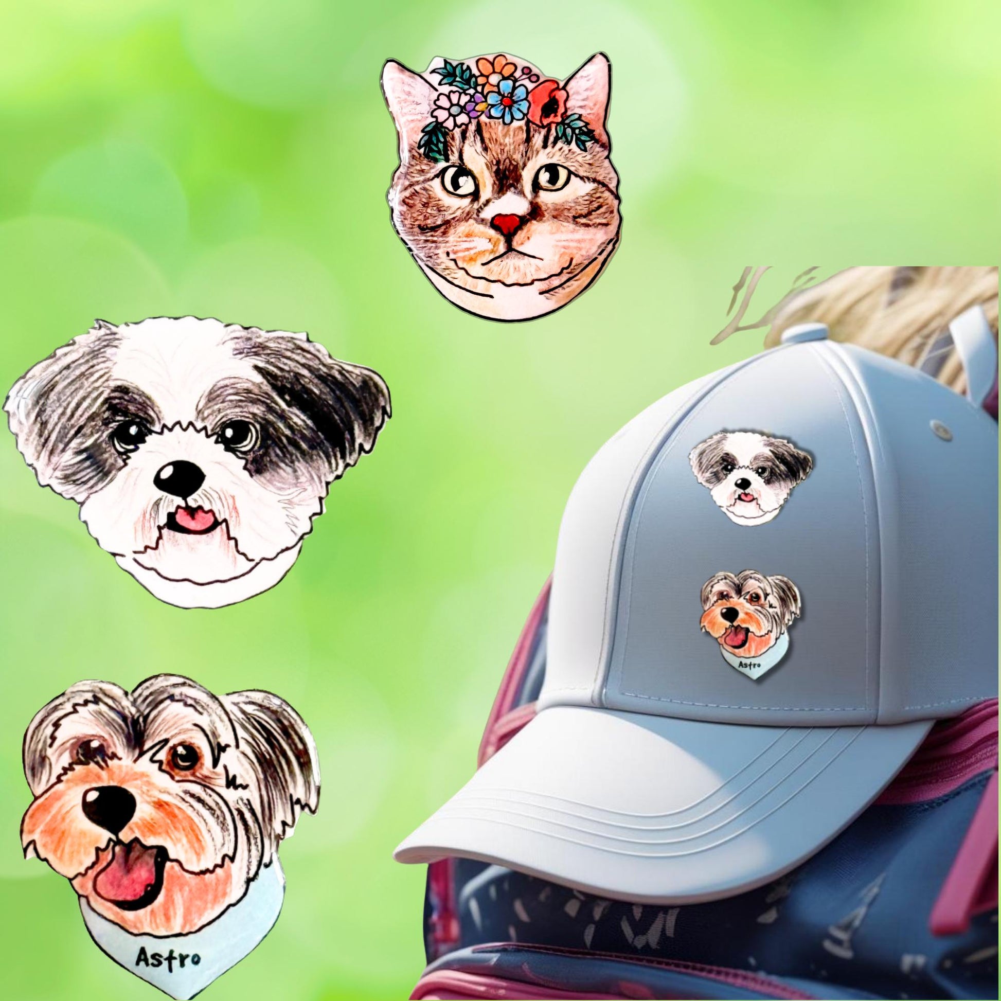 Custom Pet Portrait Pin: Hand made Dog & Cat Lapel Pin