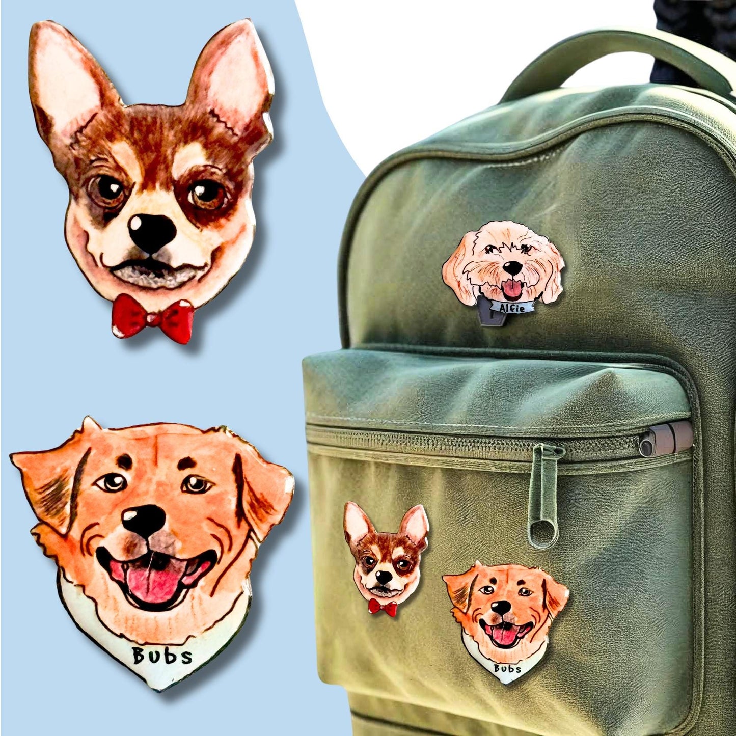 Custom Pet Portrait Pin:  Hand made  Dog or Cat Memorial Brooch