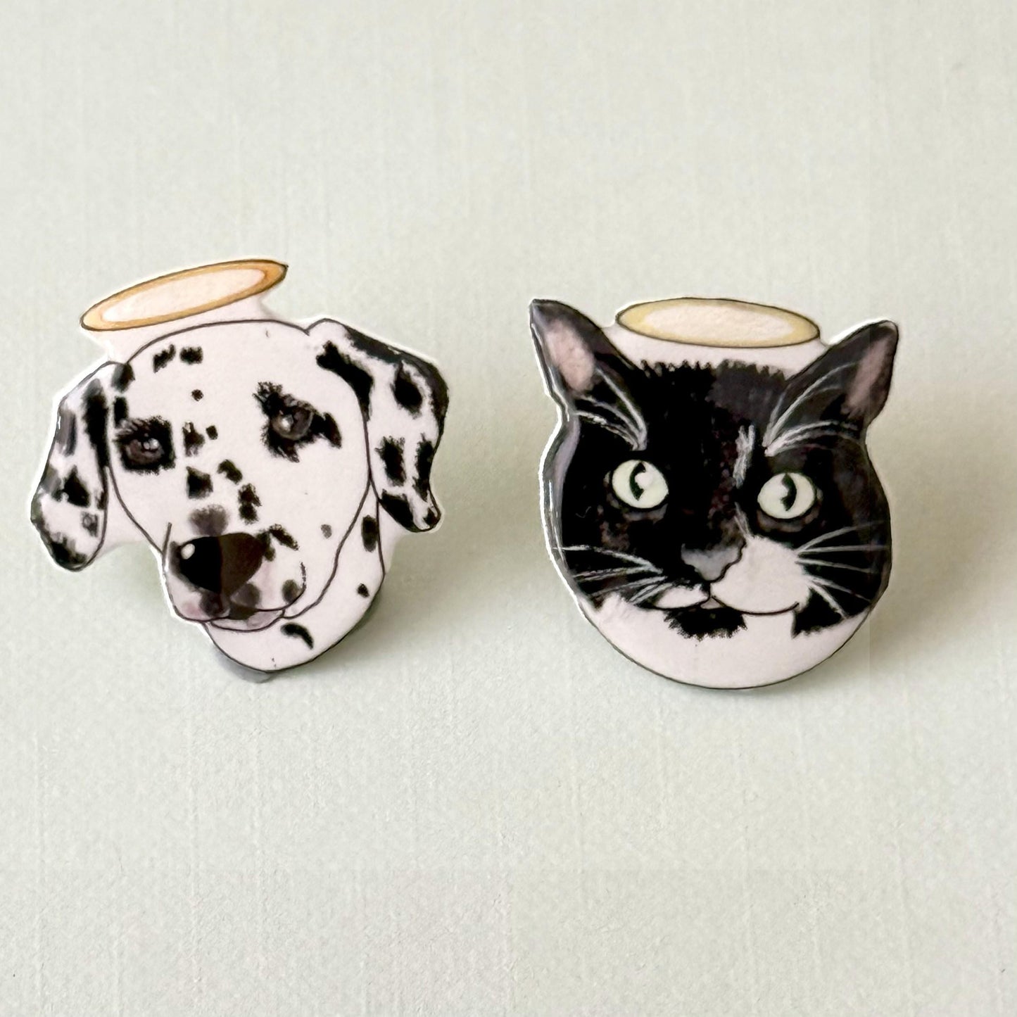 Custom Pet Portrait Pin:  Hand made  Dog or Cat Memorial Brooch
