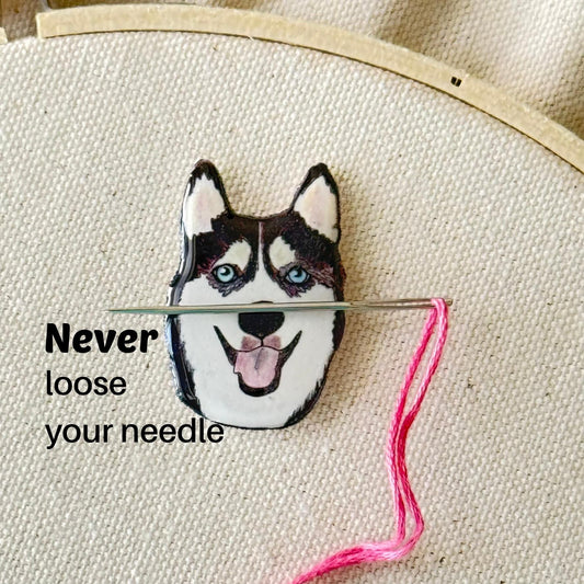 Siberian Husky Needle Minder: Embroidery Tool, Dog Lover Gift