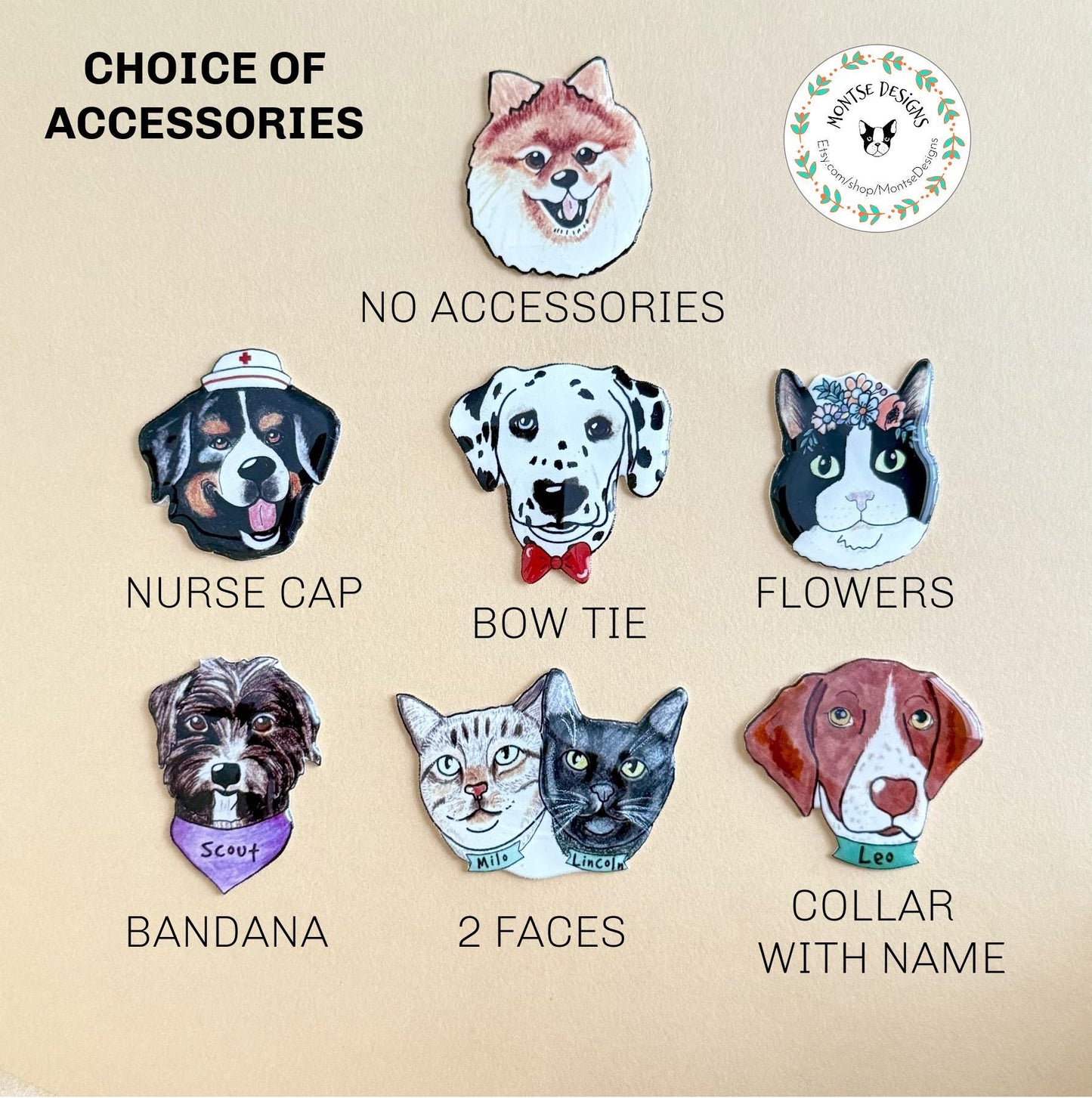 Custom Cat Portrait Badge Reel: Personalized Pet ID