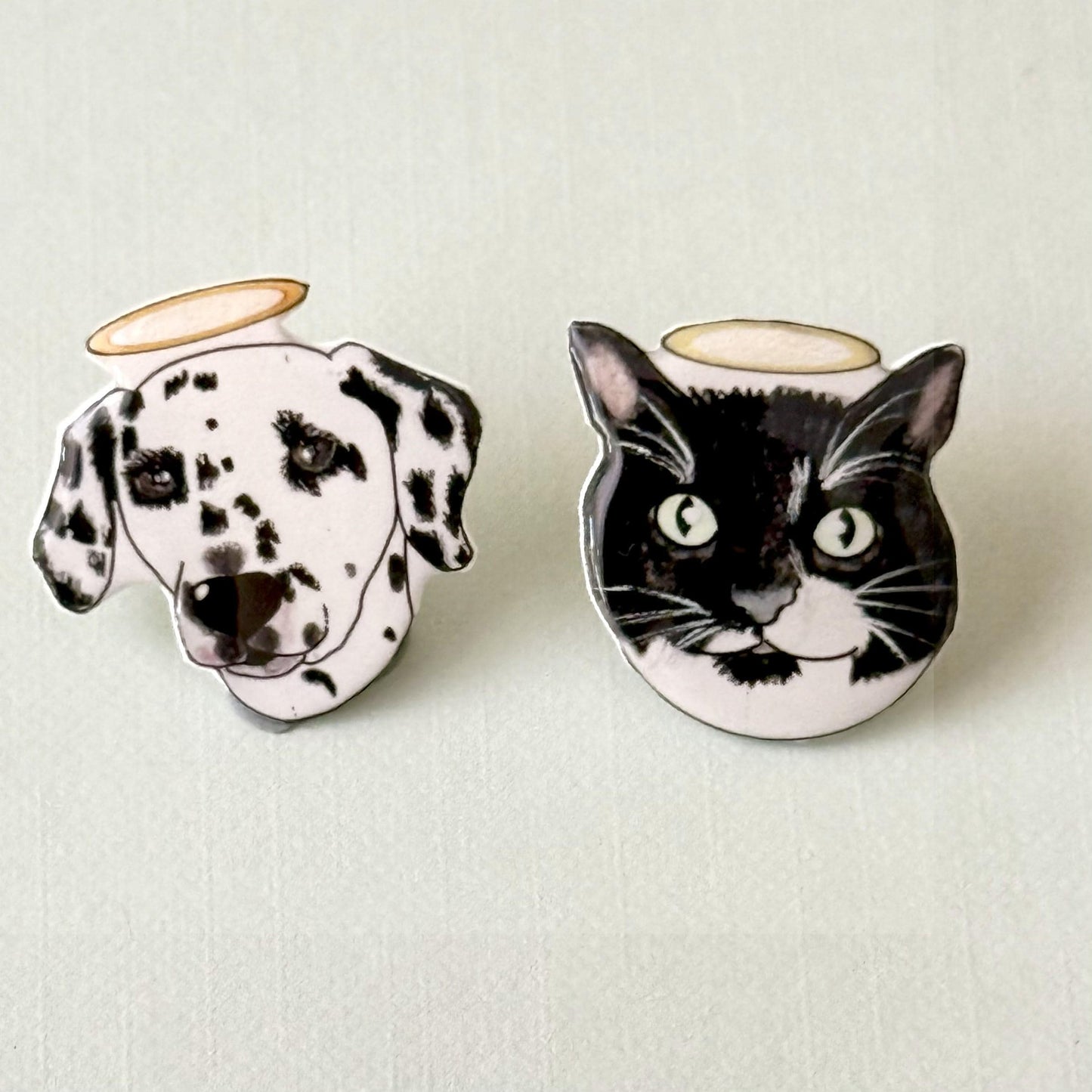 Custom Pet Portrait Pin: Personalized Dog Cat Memorial Gift