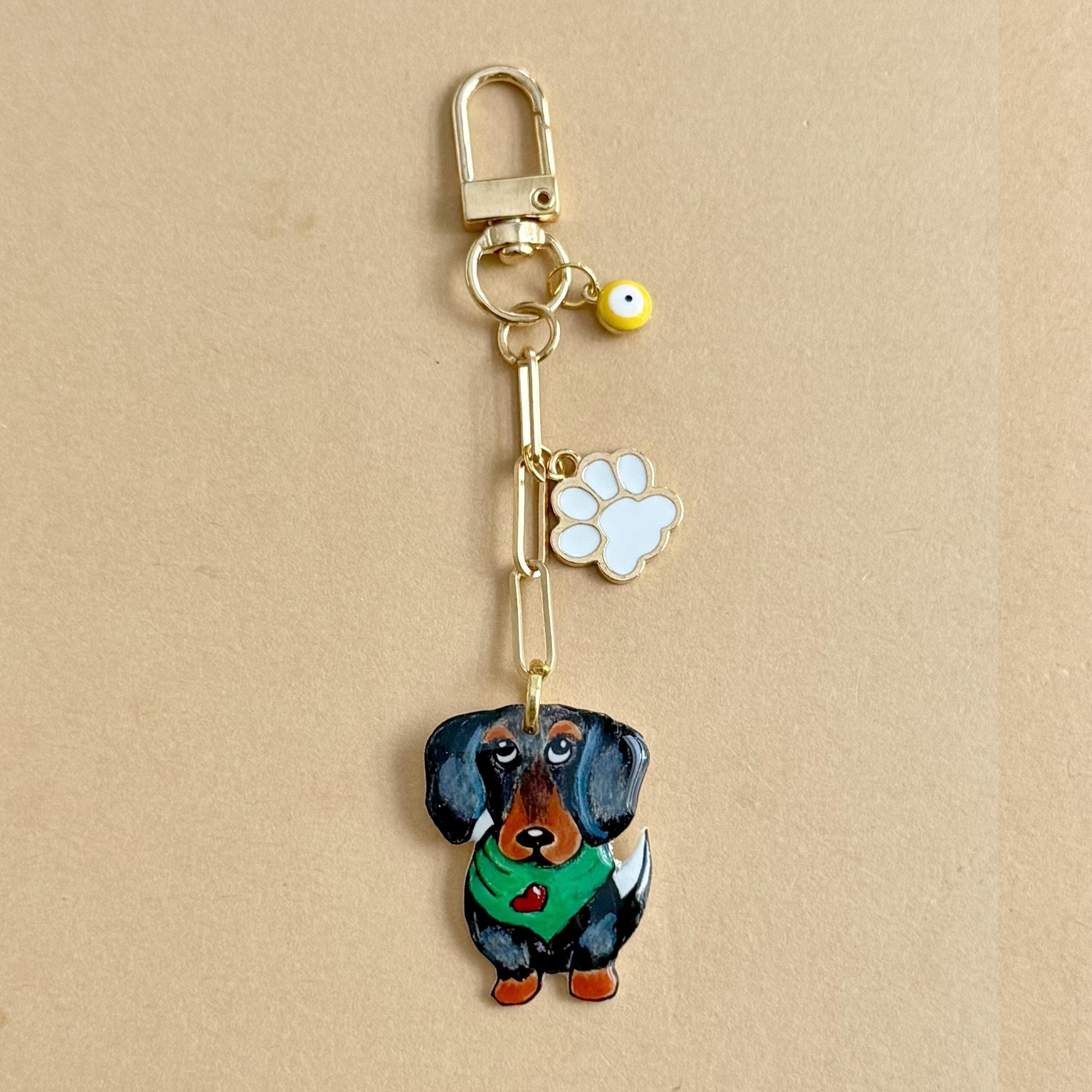 Custom Dog Illustration Keychain: Personalized Pet Memorial Charm