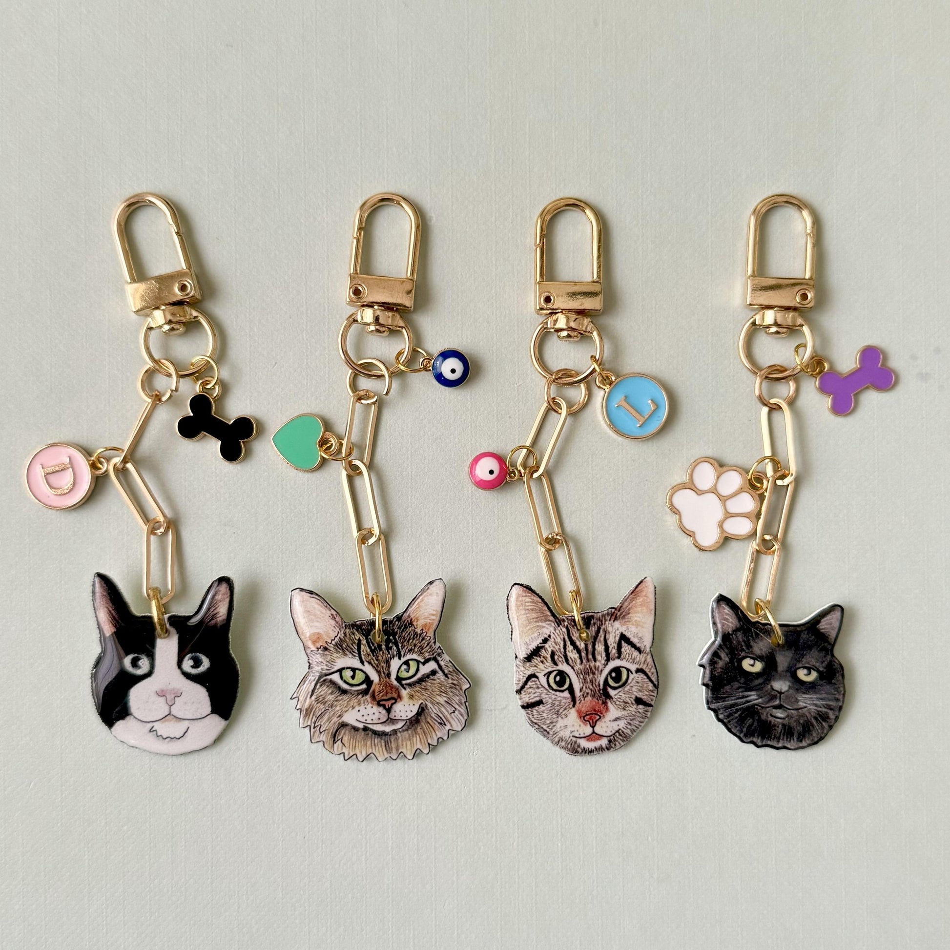 Personalized Pet Portrait Keychain: Custom Dog Illustration Charm, Pet Memorial Gift