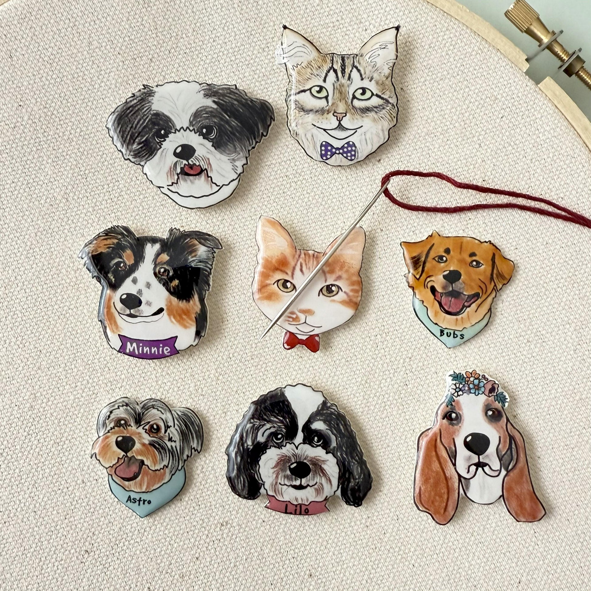 Personalized Dog Needle Minder Magnet: Custom Pet sewing Tool