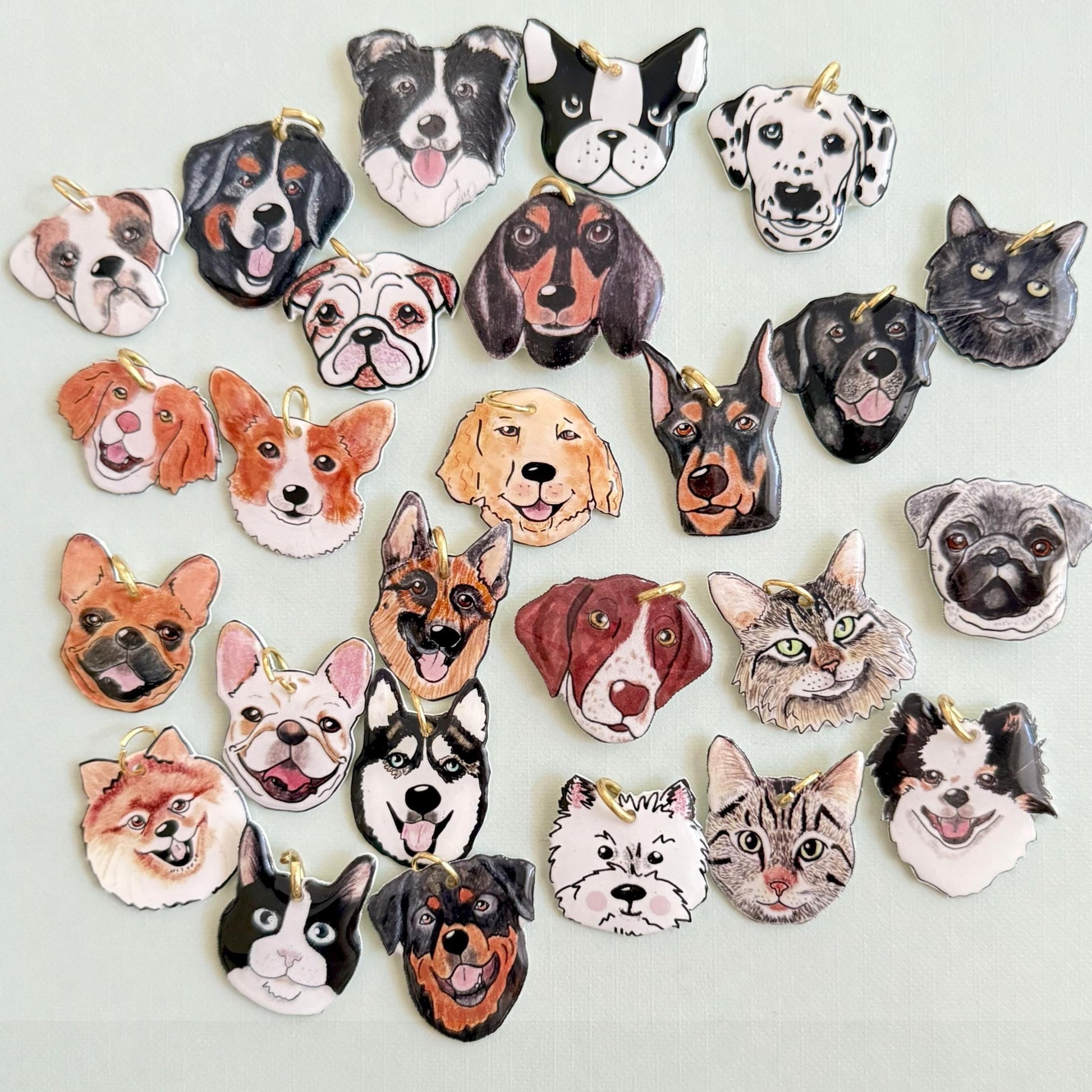Custom Pet Portrait Charm: Dog/Cat Memorial Keepsake - Personalized Jewelry