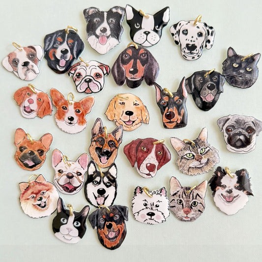 Custom Pet Portrait Charm: Dog/Cat Memorial Keepsake - Personalized Jewelry